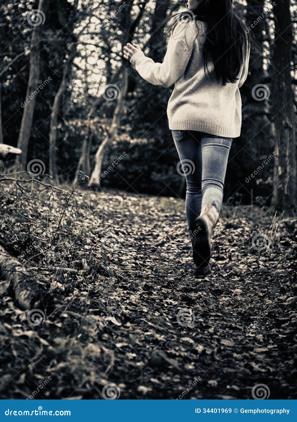 scared girl running