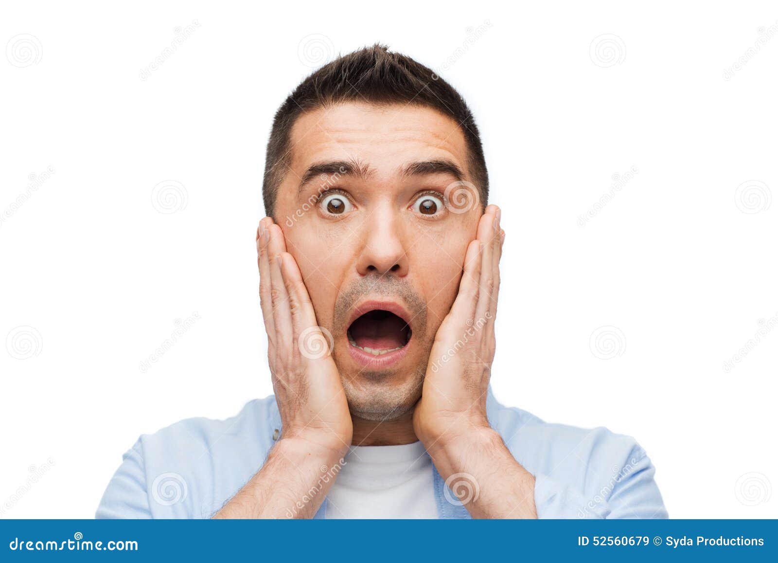 Man Screaming And Looking Terrified Stock Photo - Download Image