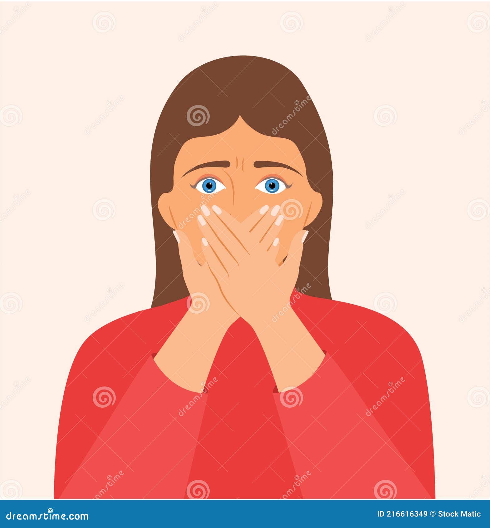 Sketch of scared girl with hand covers her mouth, Stock Illustration by  ©vvoennyy #267632918