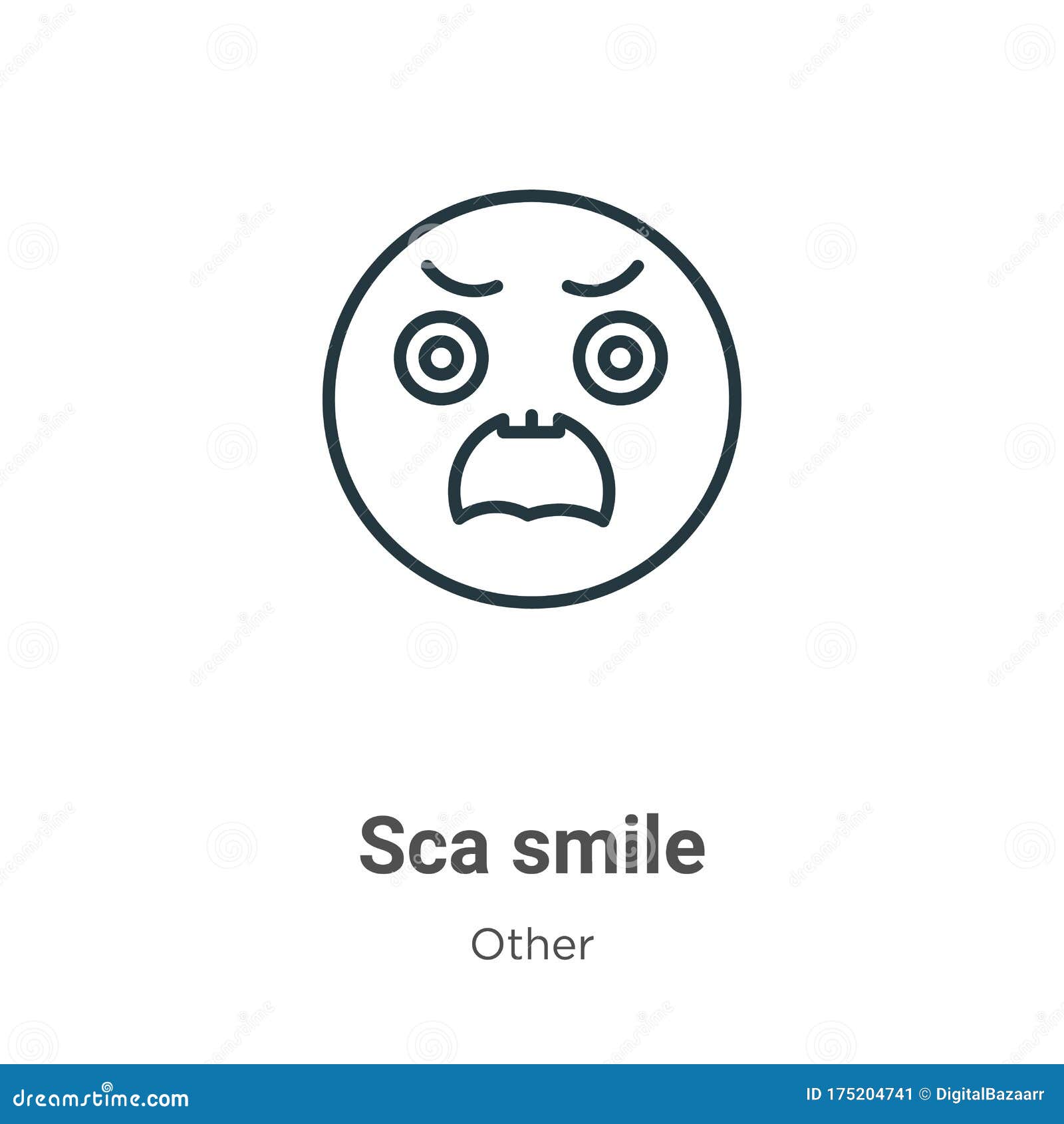 Scared smile linear icon stock vector. Illustration of outline