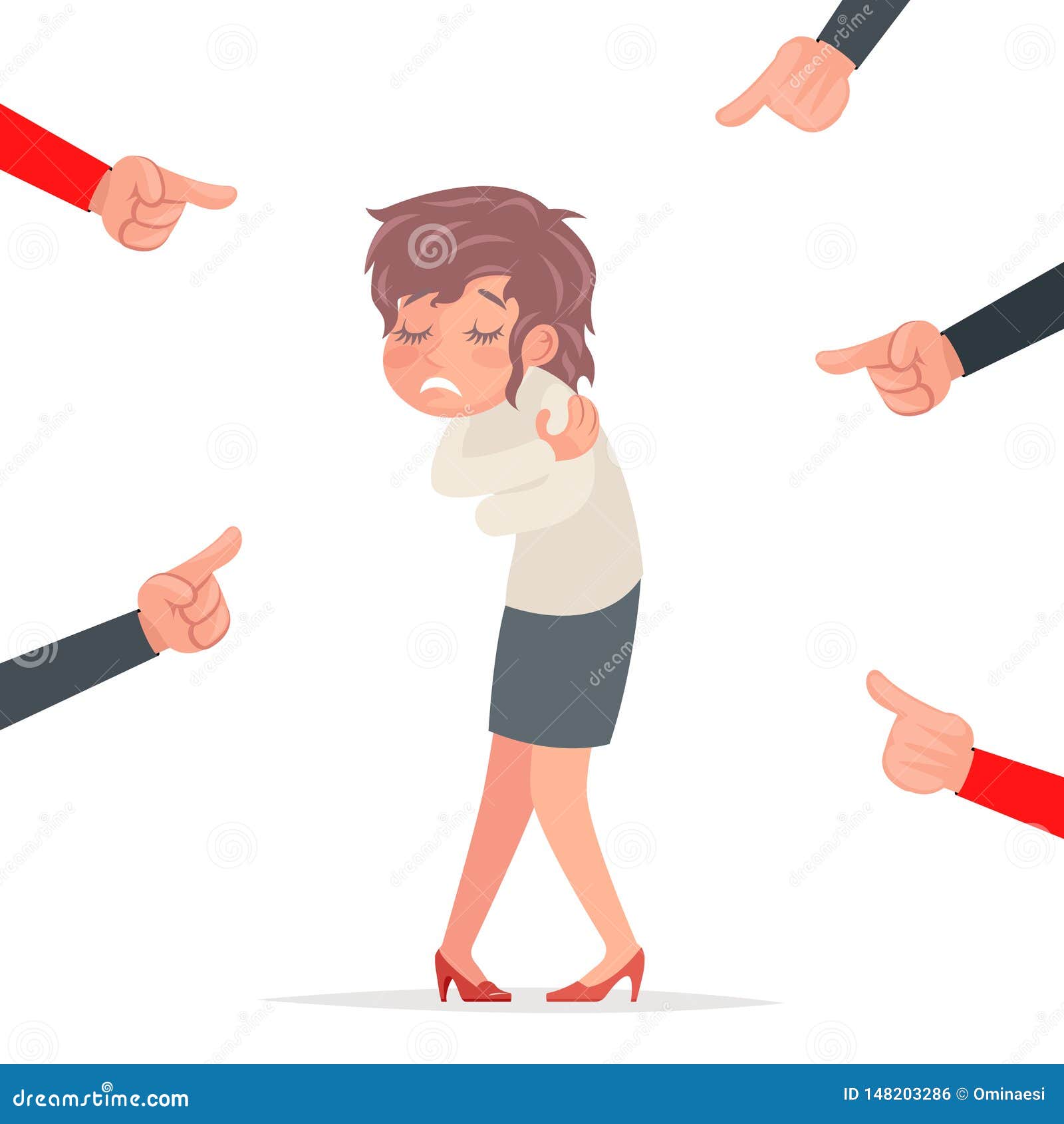 Scared Woman Helpless Victim Harassment Pointing Fingers Fear Female Pain  Girl Character Isolated Cartoon Design Vector Stock Vector - Illustration  of isolated, female: 148203286