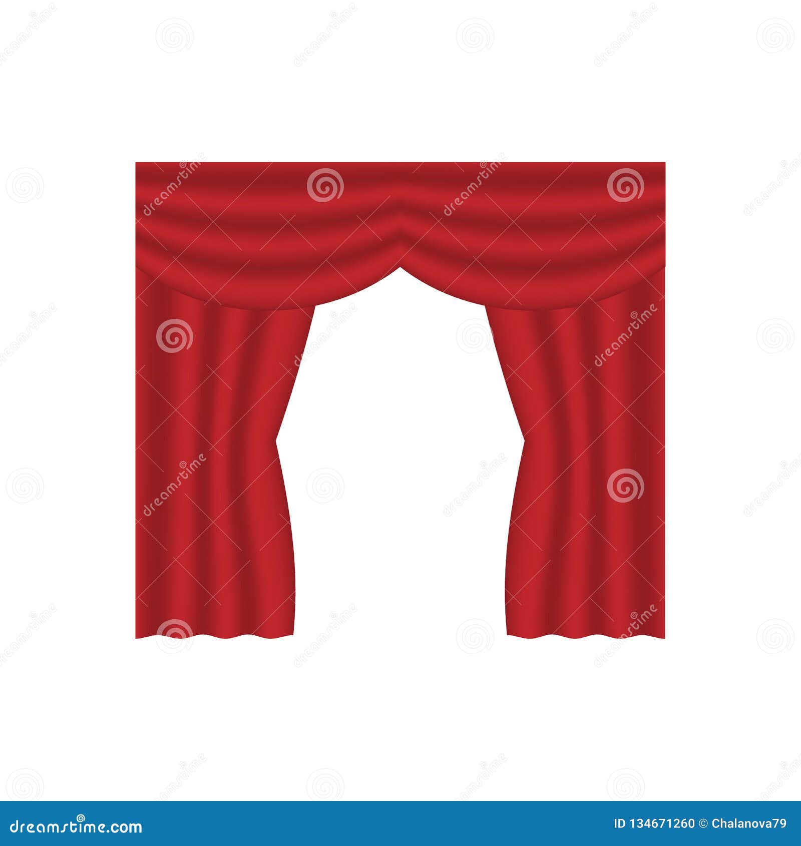 Scarlet Red Curtains Interior Decoration Design Idea Realistic Icon ...