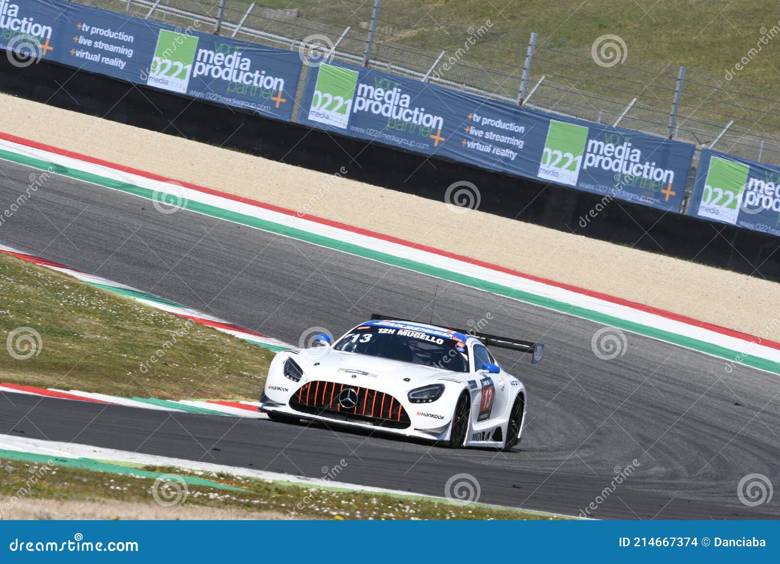 Scarperia, 25 March 2021 Mercedes-AMG GT3 of Team Zakspeed Team in Action during 12h Hankook Race at Mugello Circuit in Italy Editorial Stock Image