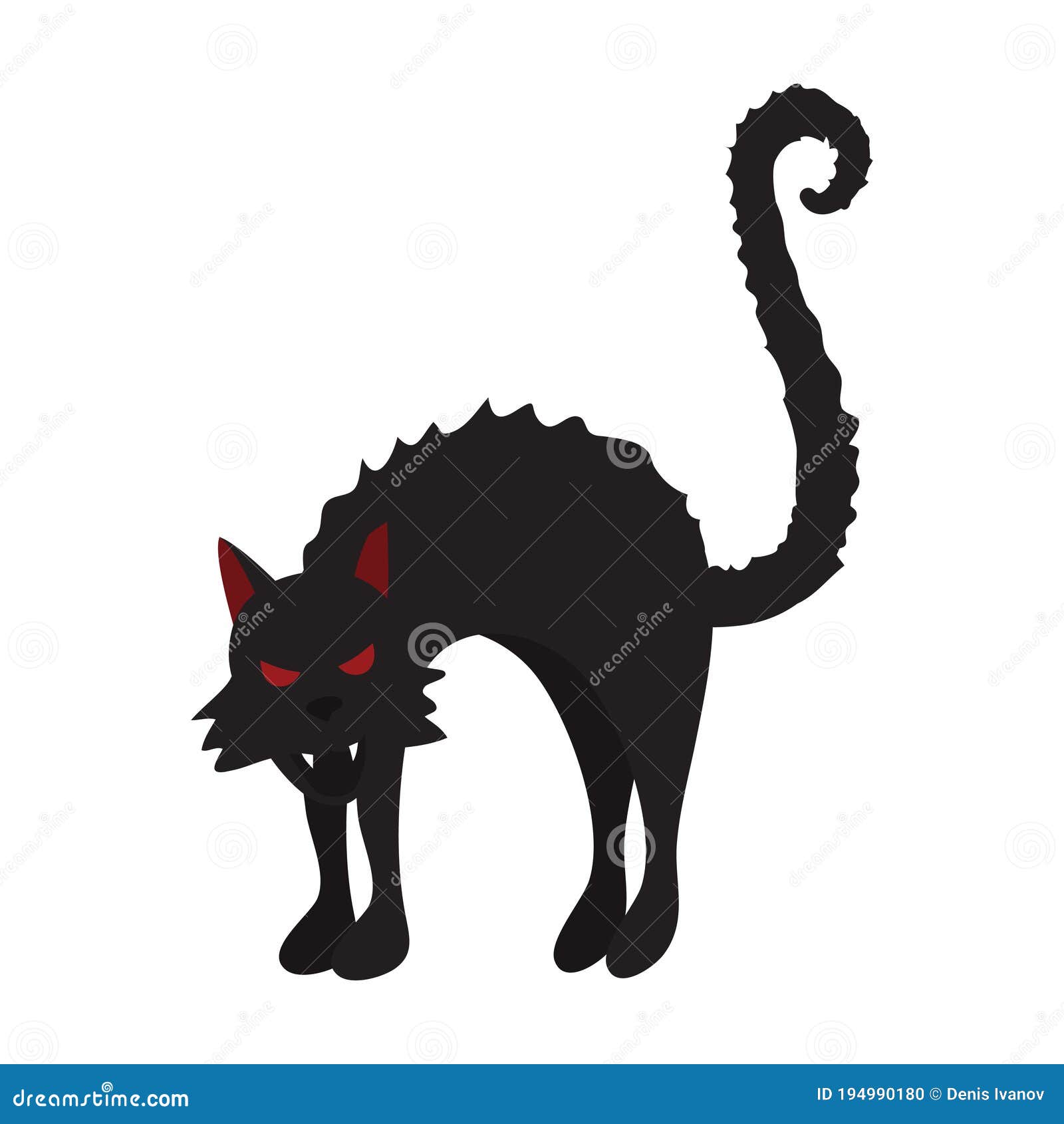 cartoon scared black cat