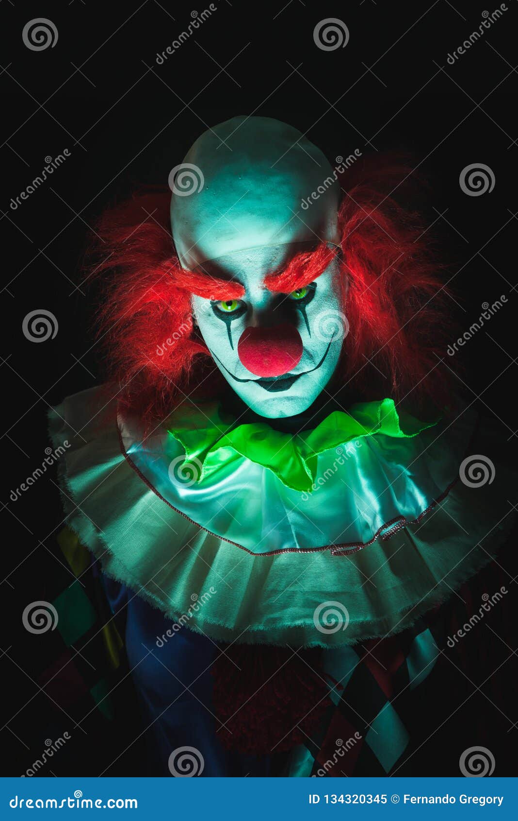 Scary Clown on a Dark Background Stock Image - Image of horror, fear ...