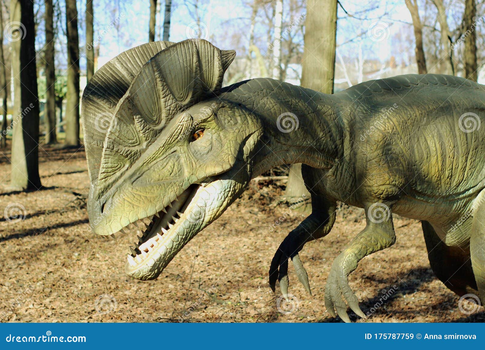 Scary Dinosaurs in the Park, Predators with Big Teeth Stock Image