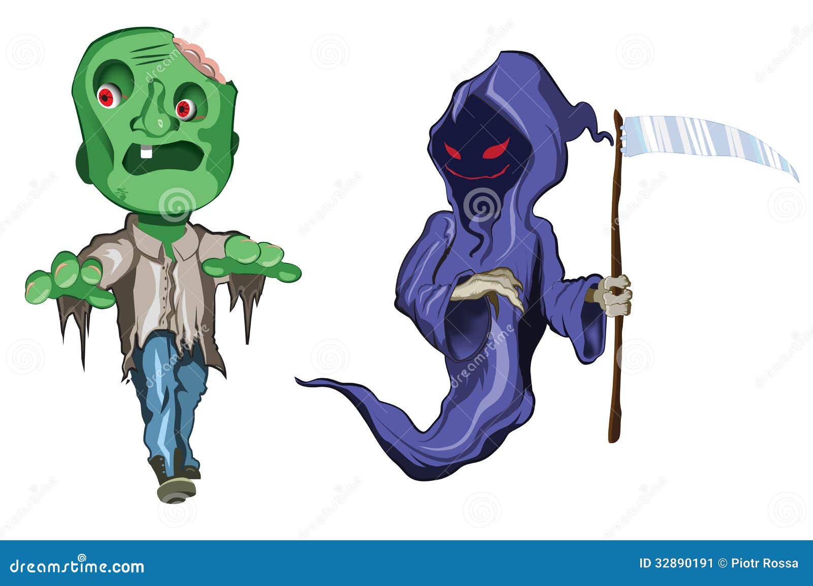 Scary and Funny Halloween Monsters Stock Illustration - Illustration of  organism, monster: 32890191