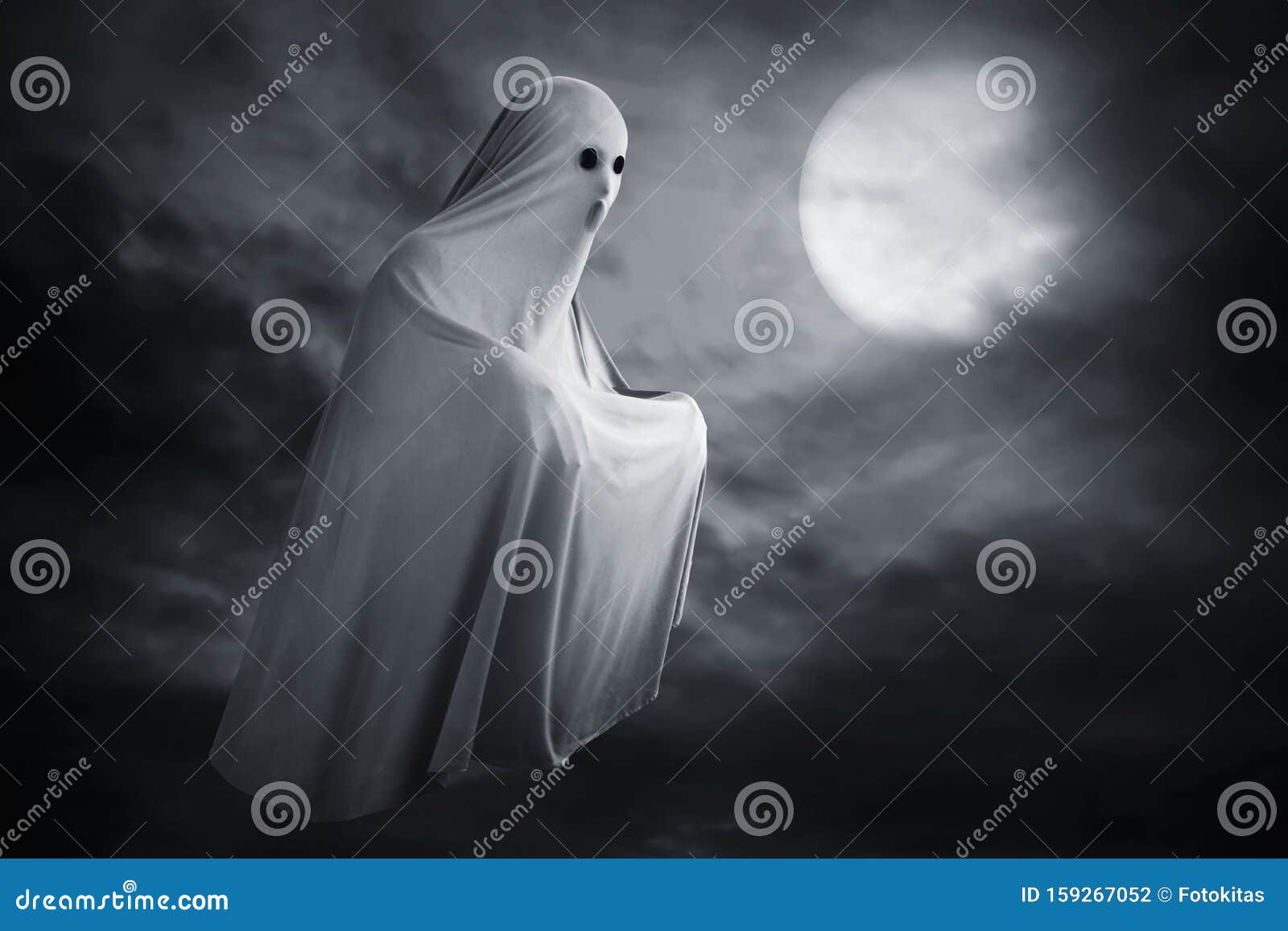 Scary Ghost on Dark Background Stock Photo - Image of haunt, haunted:  159267052