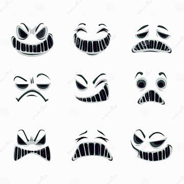 Scary Ghost Faces on the White Background. Vector Set. Stock Vector ...