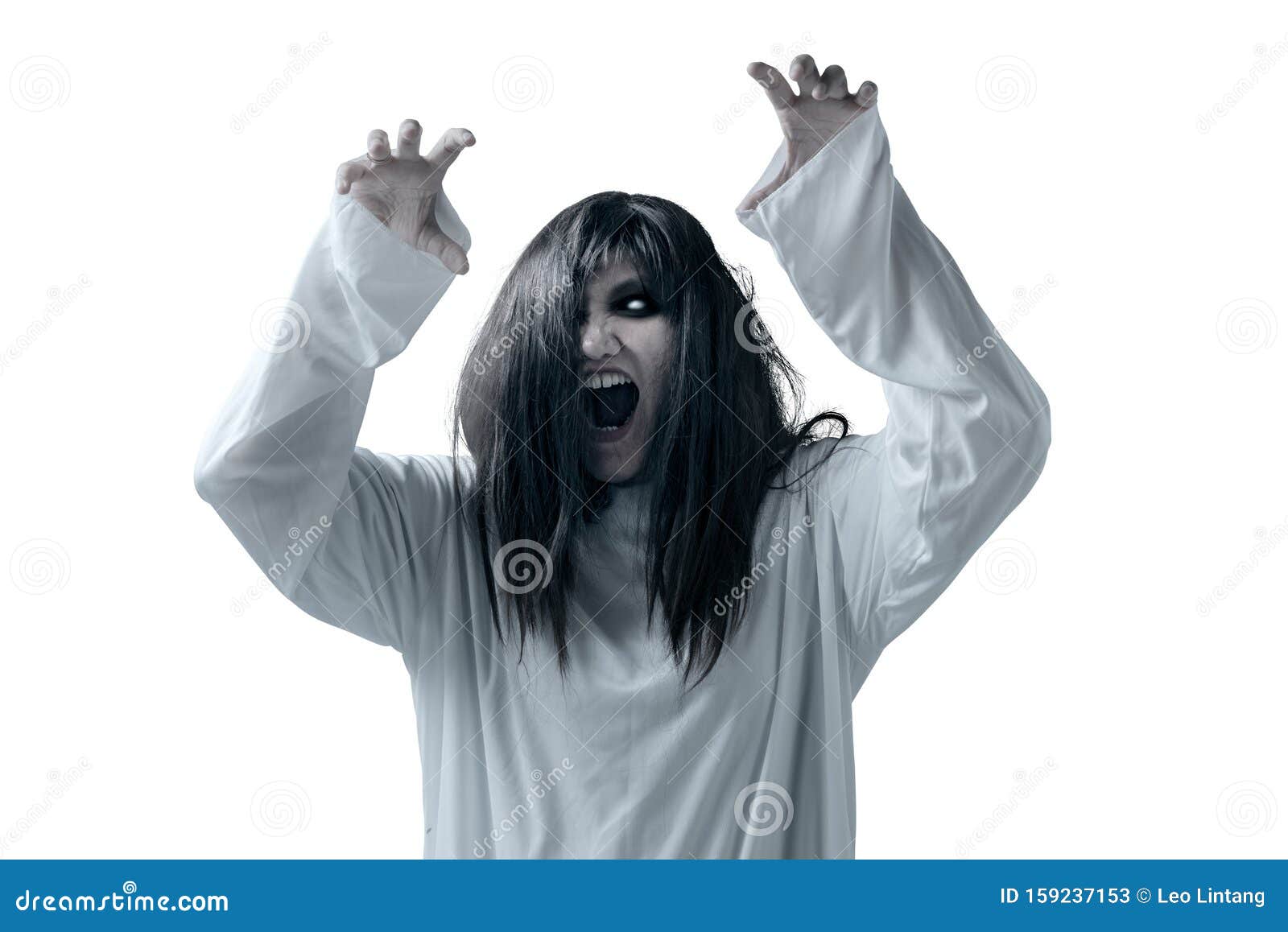 Scary Ghost Woman with Blood and Angry Face with Clawing Hands Stock ...