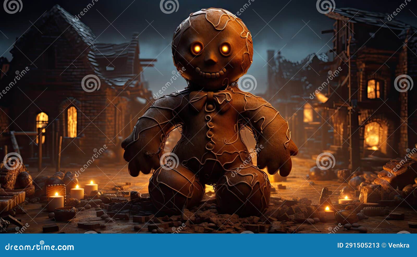 Scary Gingerbread Man during Halloween Celebration Stock Image - Image ...