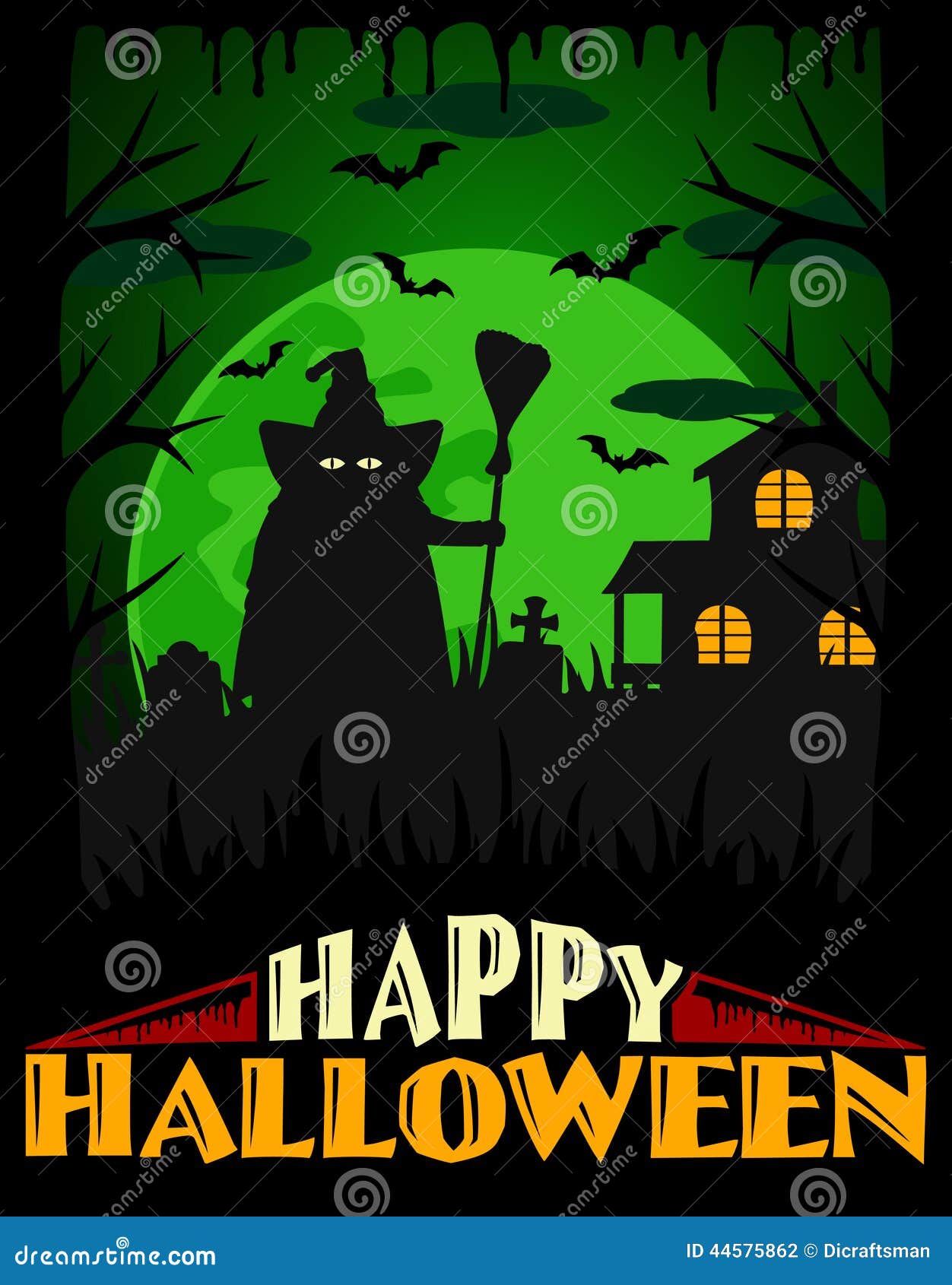 Scary Halloween Background Green Stock Vector - Image: 44575862