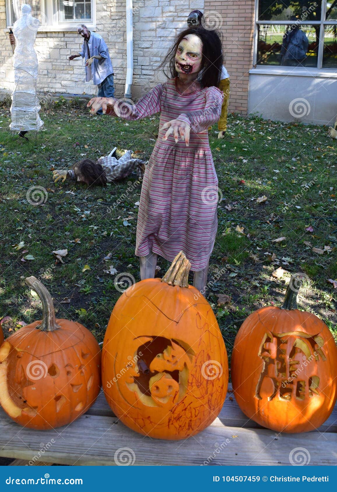 Scary Halloween Decoration on a Fall Day Stock Image - Image of ...