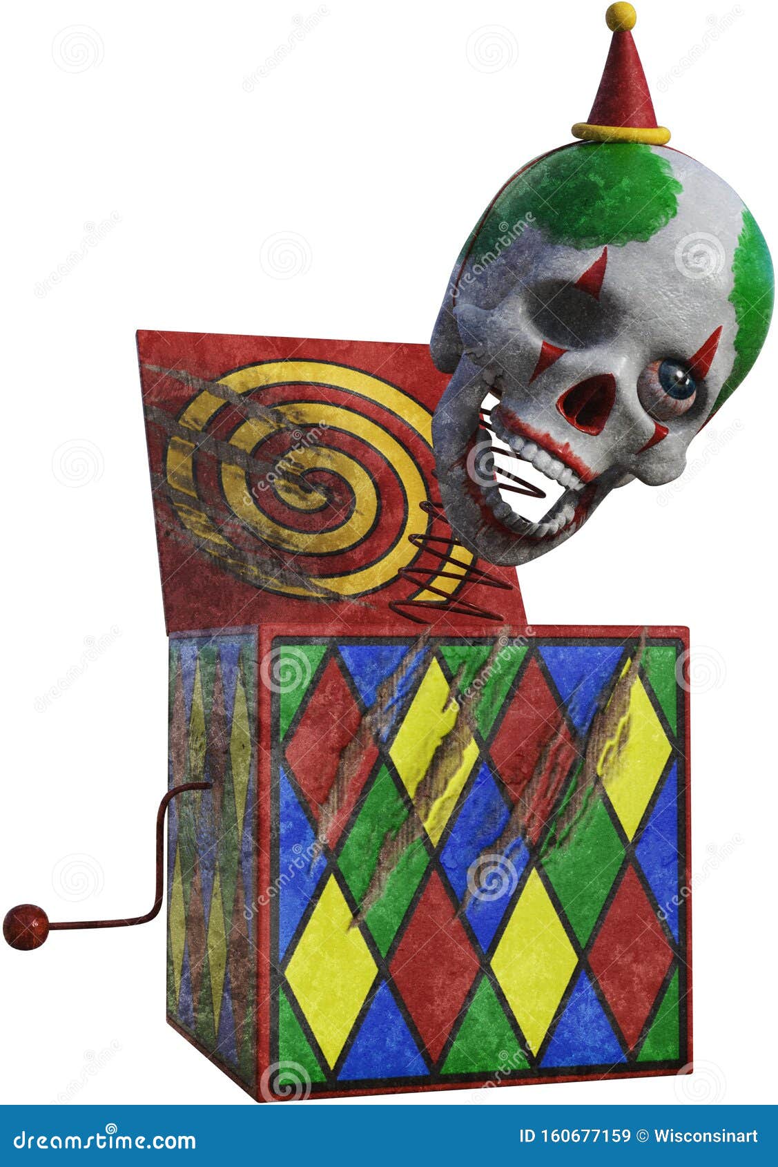 Scary Halloween Toy, Isolated, Jack In The Box Stock Image - Image of