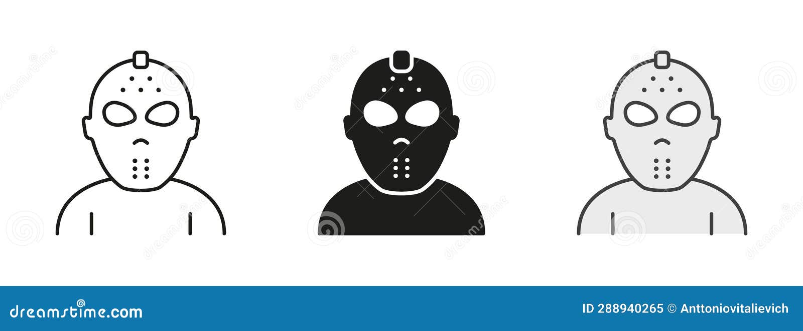 Scary Black Jason Mask For Halloween Party Silhouette Icon Dark