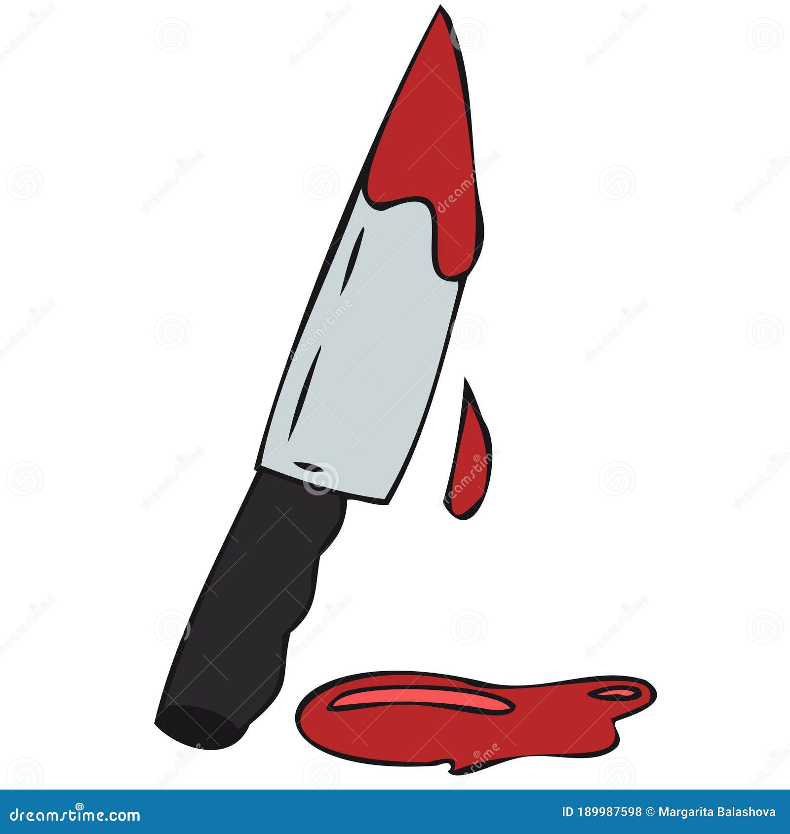 Scary Knife in Blood, Vector Decorative Element, Color Illustration ...