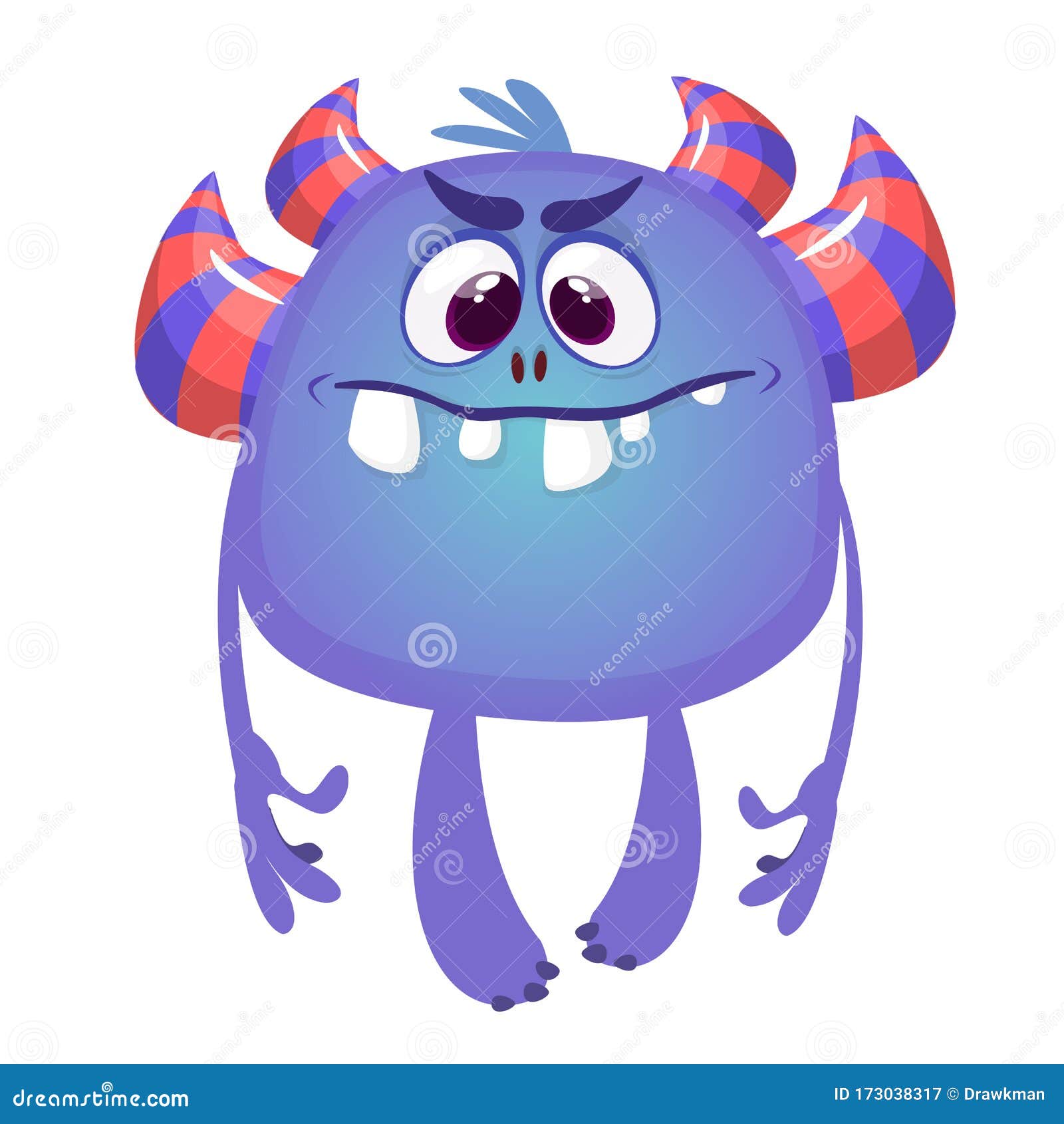 Scary Little Cartoon Monster. Vector Illustration of Cute Monster Character  Design Stock Vector - Illustration of monster, design: 173038317