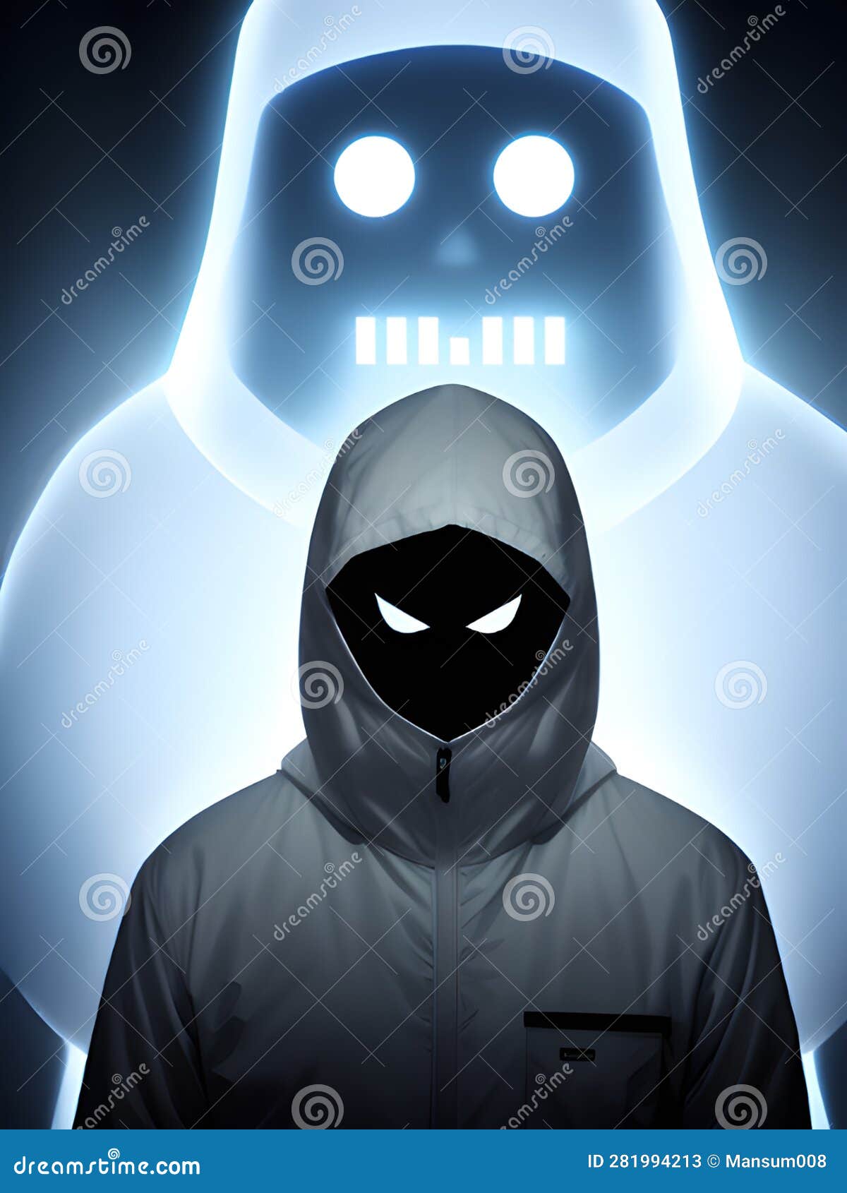 Scary Man with a White Mask . Scary Halloween Concept, AI Generated