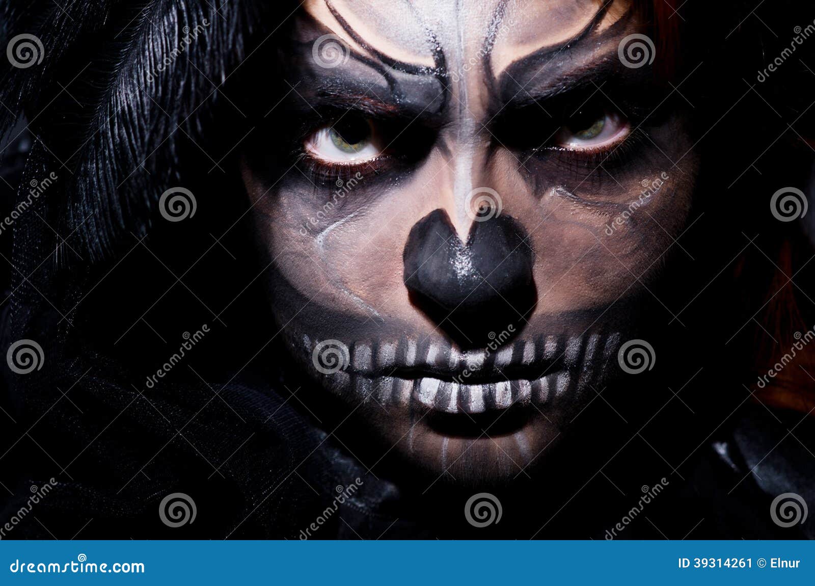 Door with Black Angry Scary Monster Face. Stock Image - Image of