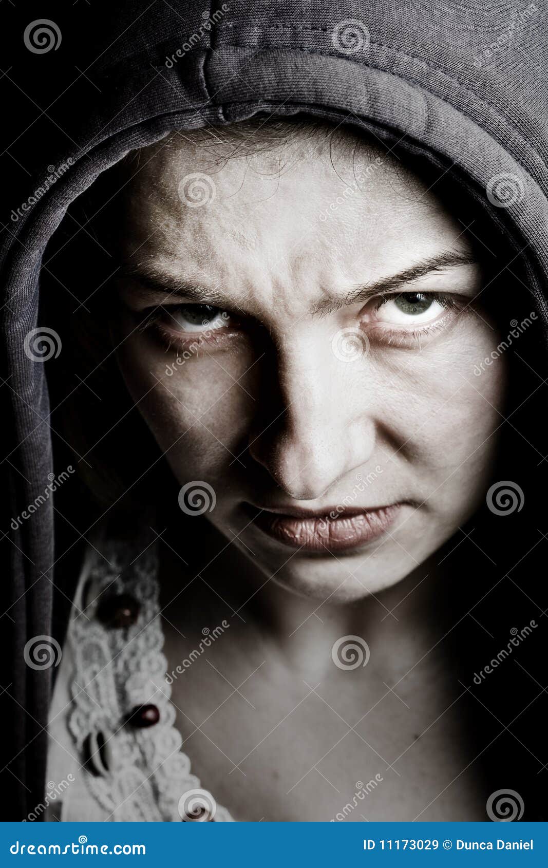 Scary Sinister Woman With Spooky Evil Eyes Stock Image Image Of Dark