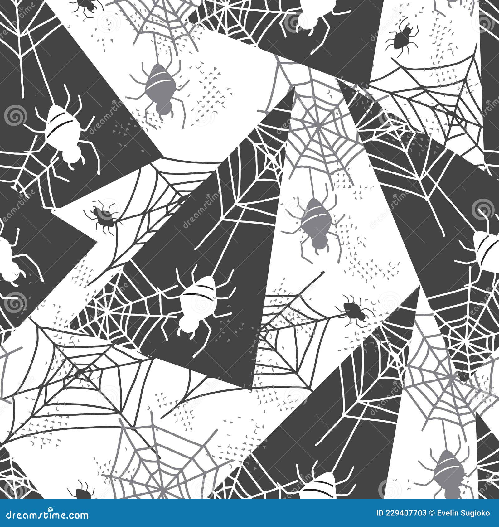 scary spooky spider web  graphic art seamless pattern