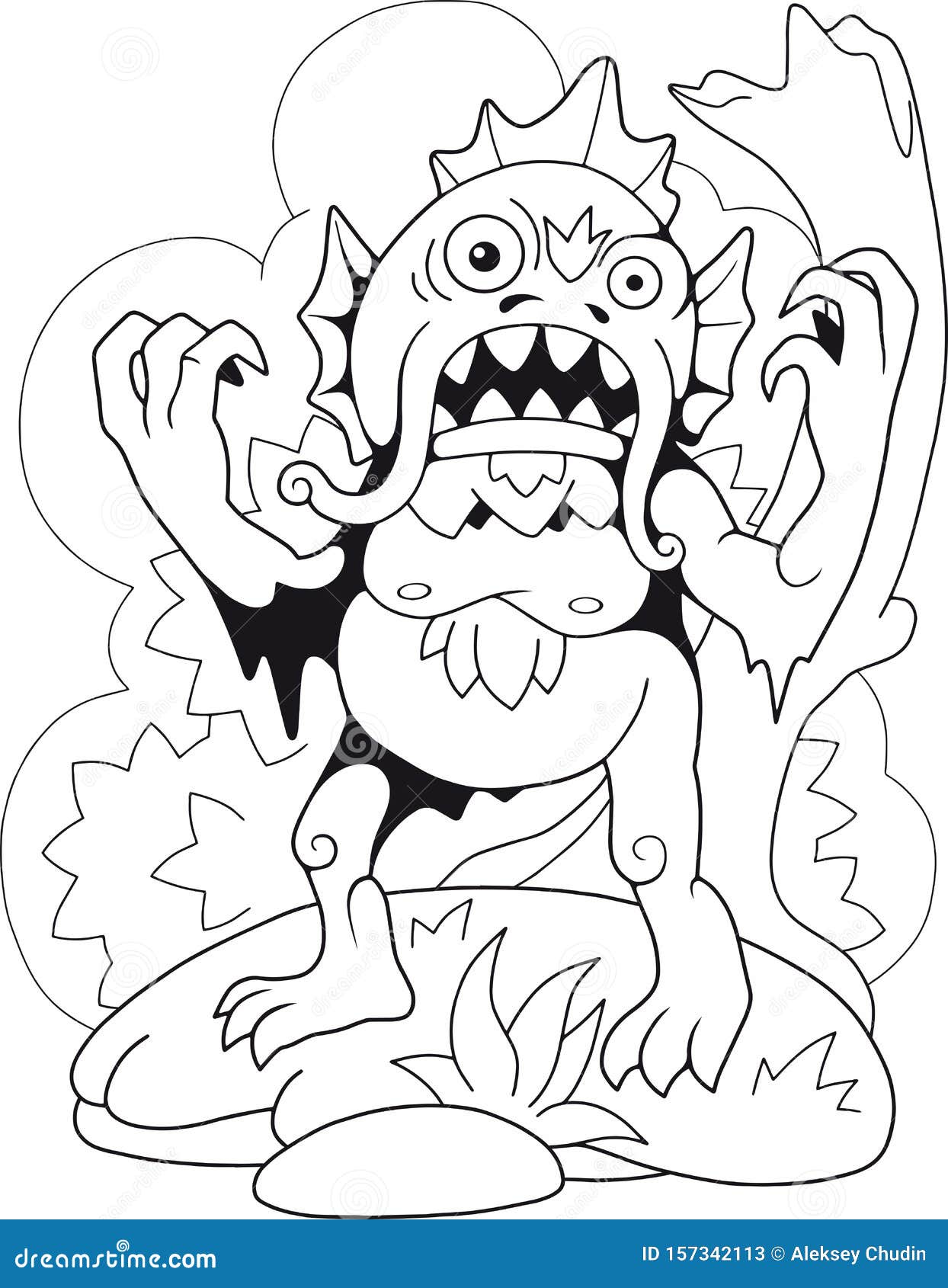 Scary Swamp Monster, Coloring Book, Funny Illustration ...