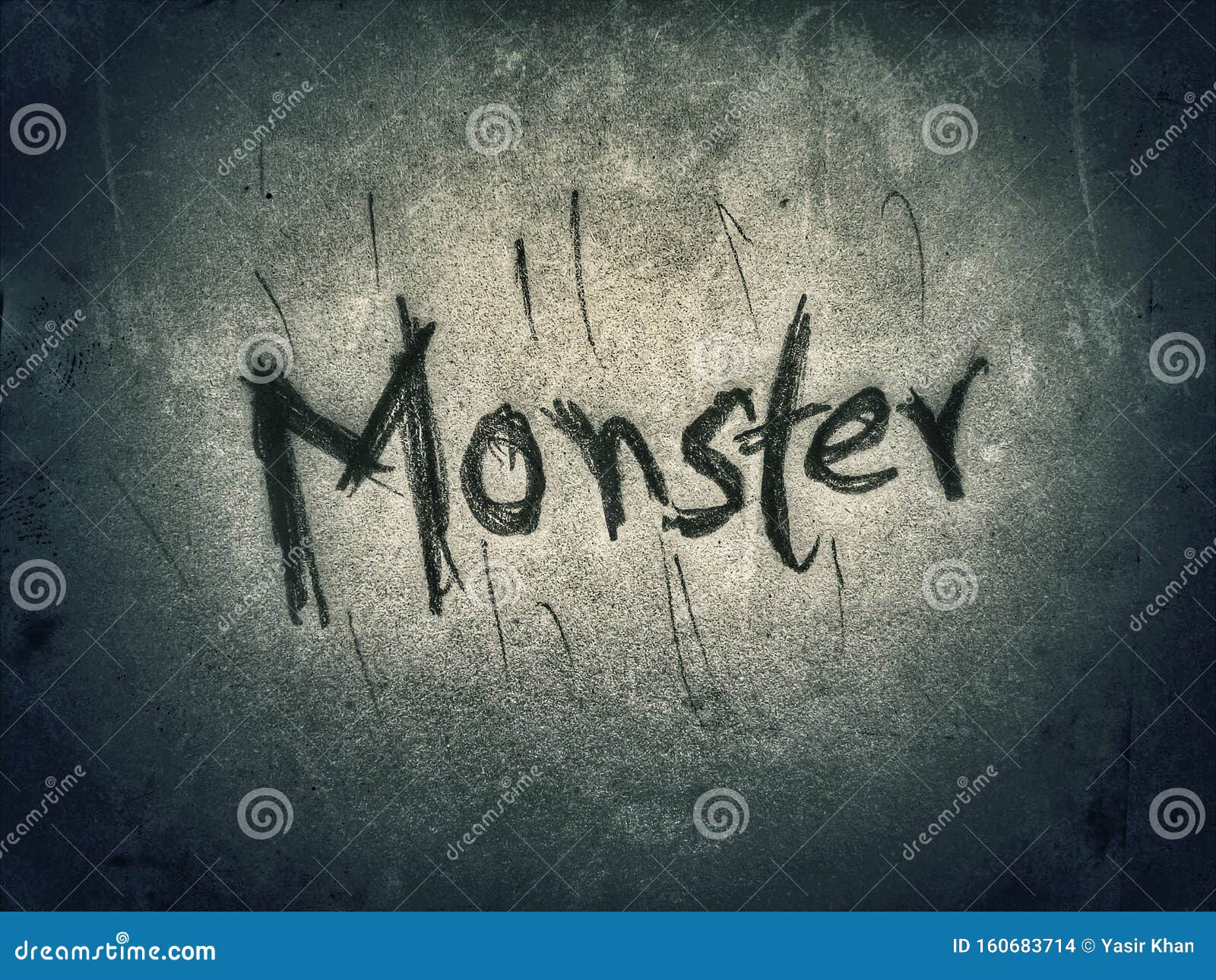 Scary Wallpaper the Word Monster in Dark Background Stock Photo - Image of  word, wallpaper: 160683714