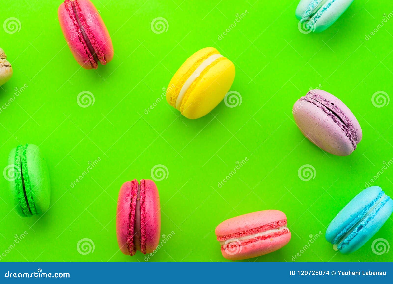 Scattered Colorful Macaroons Stock Photo - Image of almond, purple ...