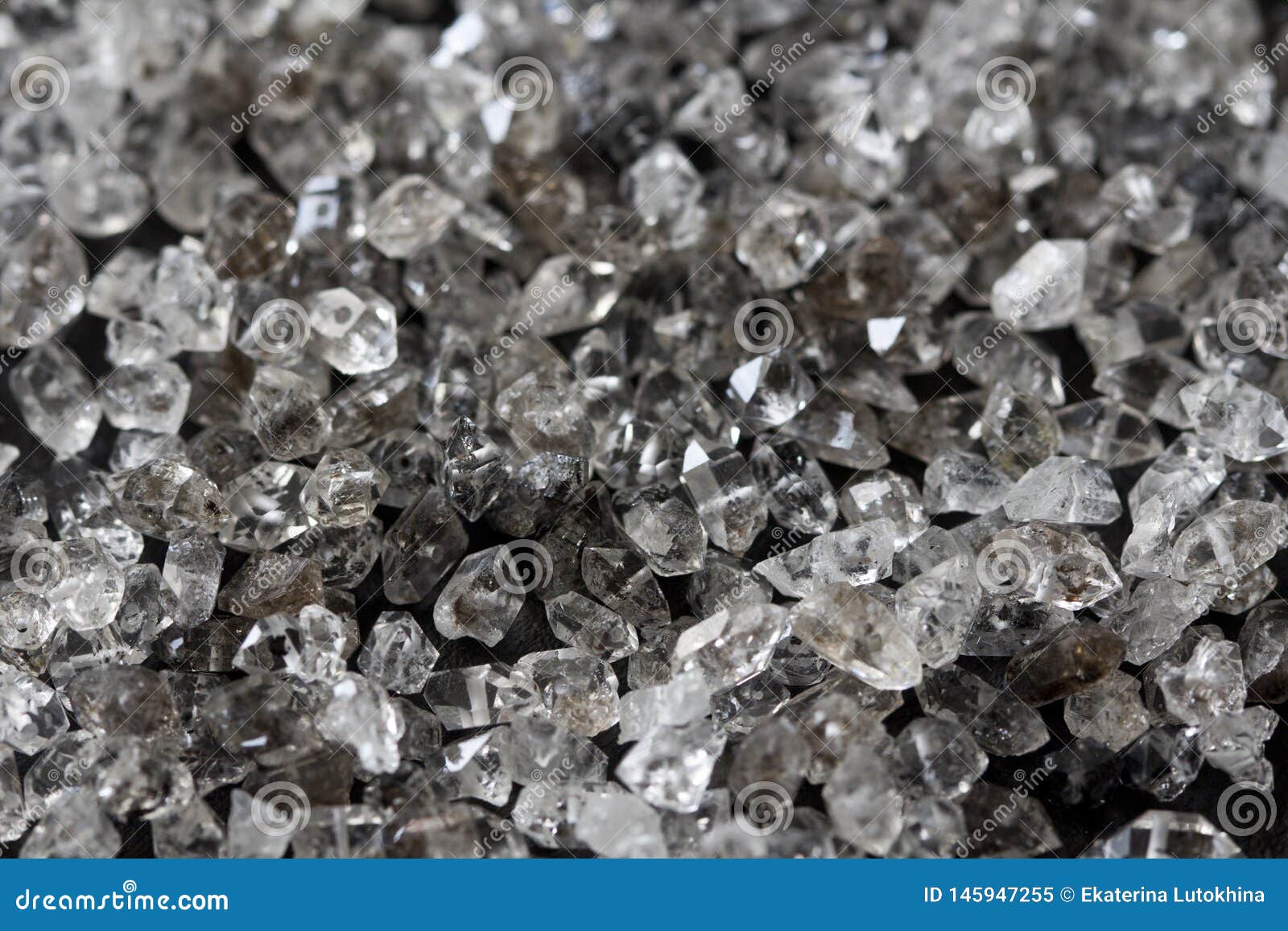 Scattered Diamonds on a Black Background. Raw Diamonds and Mining ...