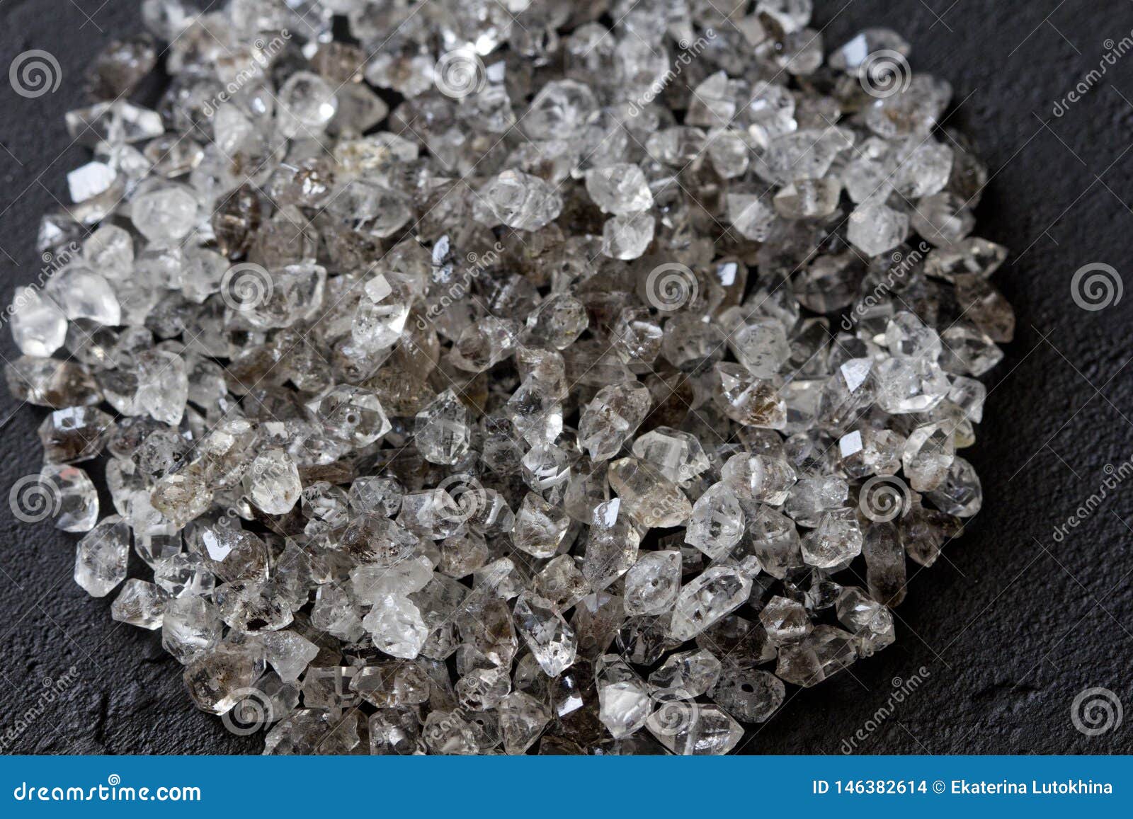 Scattered Diamonds on a Black Background. Raw Diamonds and Mining ...