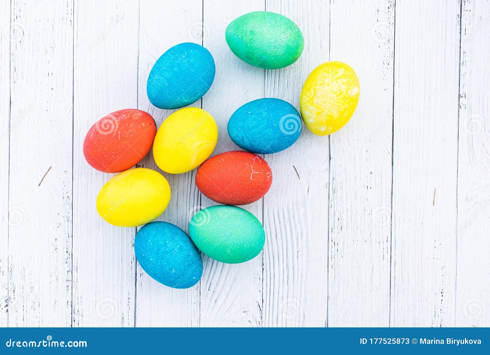 Scattered Multi-colored Solid Easter Eggs Top View. Many Easter Colored ...