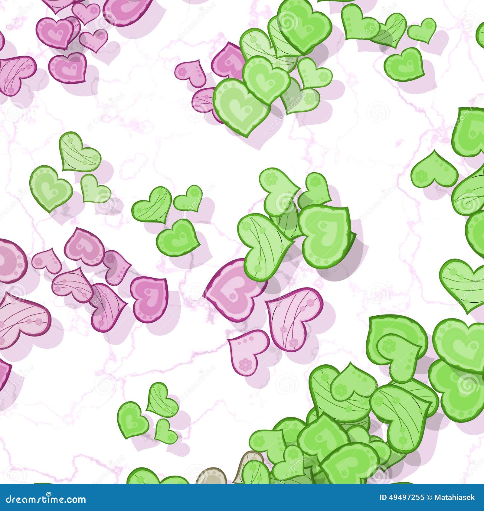 Scattered Red and Green Hearts Stock Illustration Illustration of