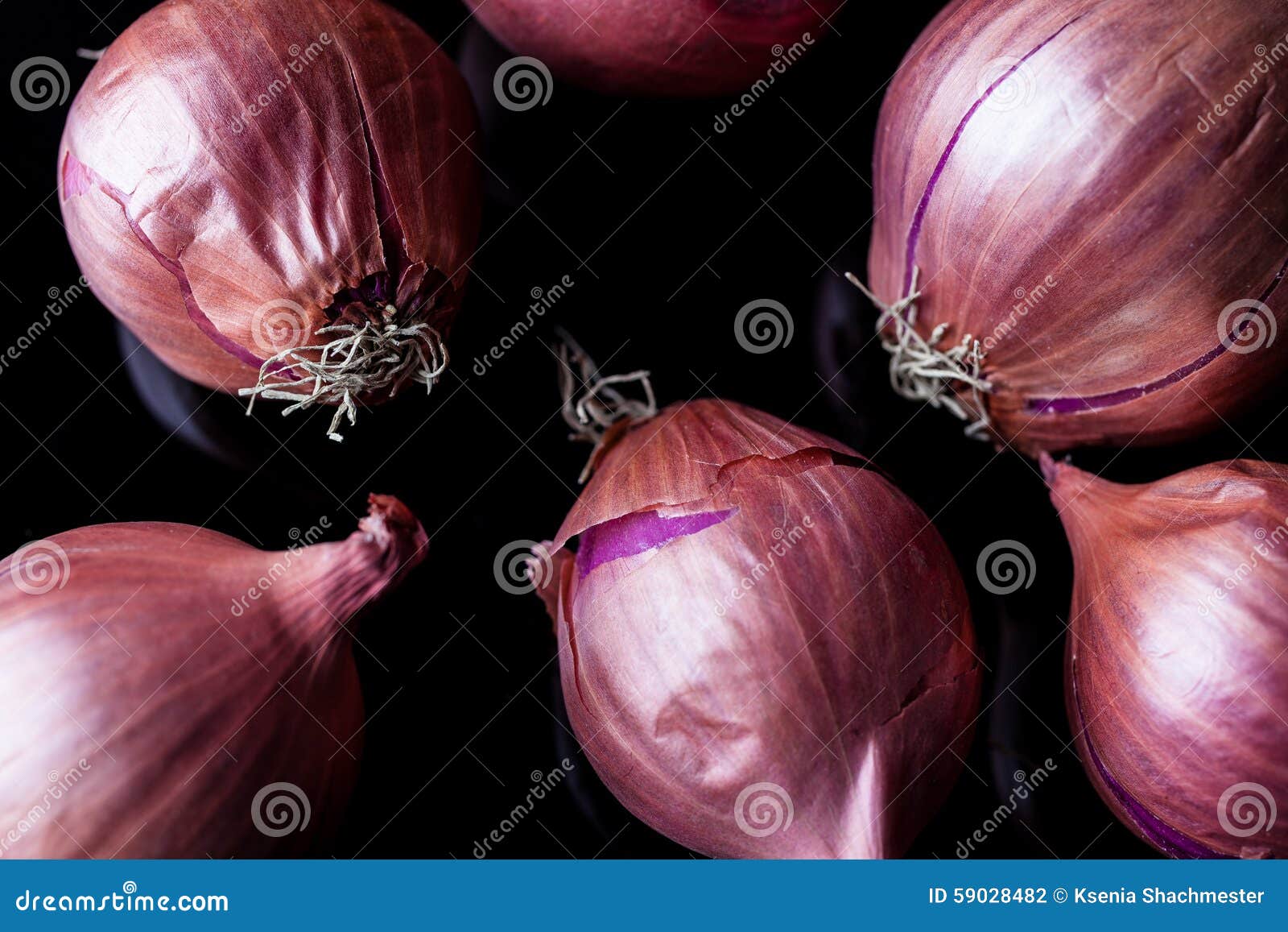 Scattered Shallots on Black Background Stock Photo Image of bulb