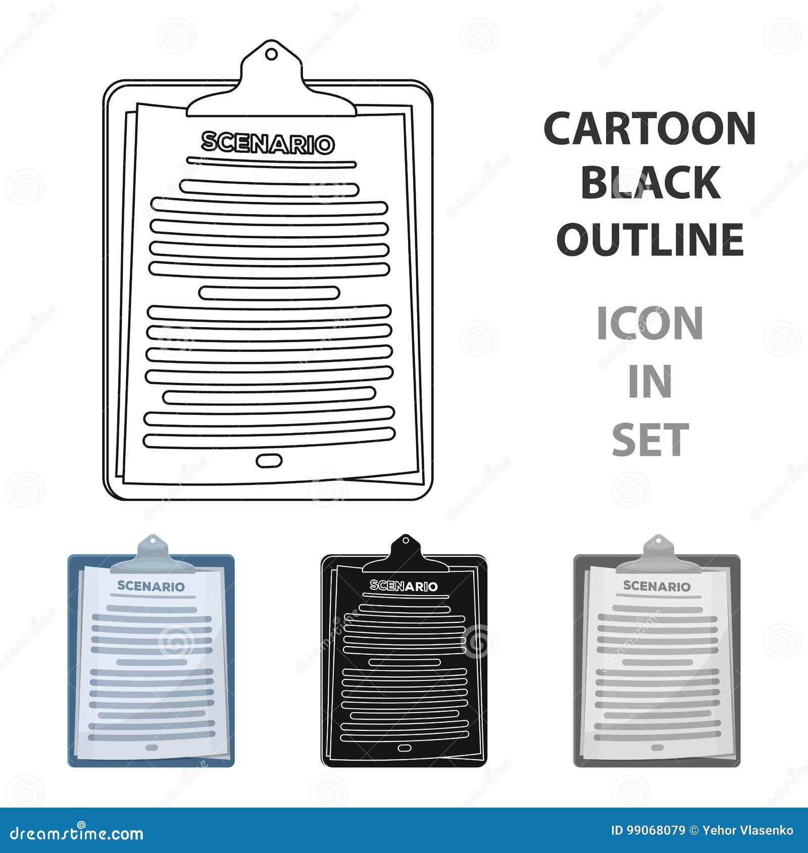 scenario.making movie single icon in cartoon style   stock  web.