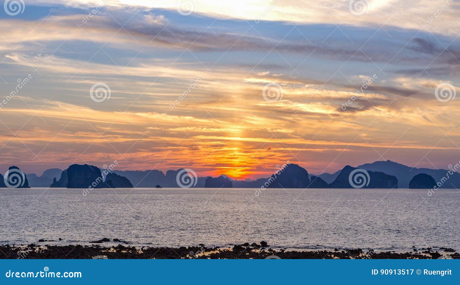scenary of sunset at the sea.on twilight sky after sunset.