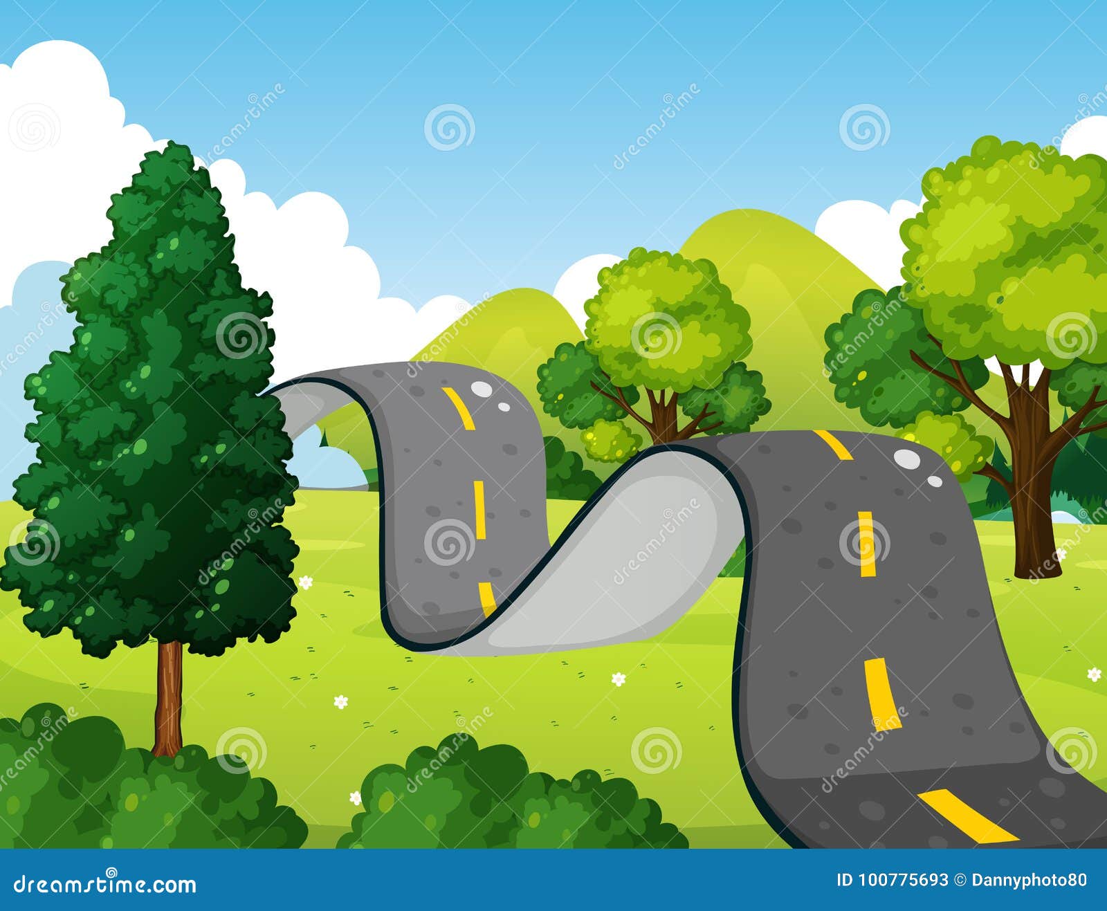 Scene With Bumpy Road In The Park Stock Vector Illustration Of Scene Drawing