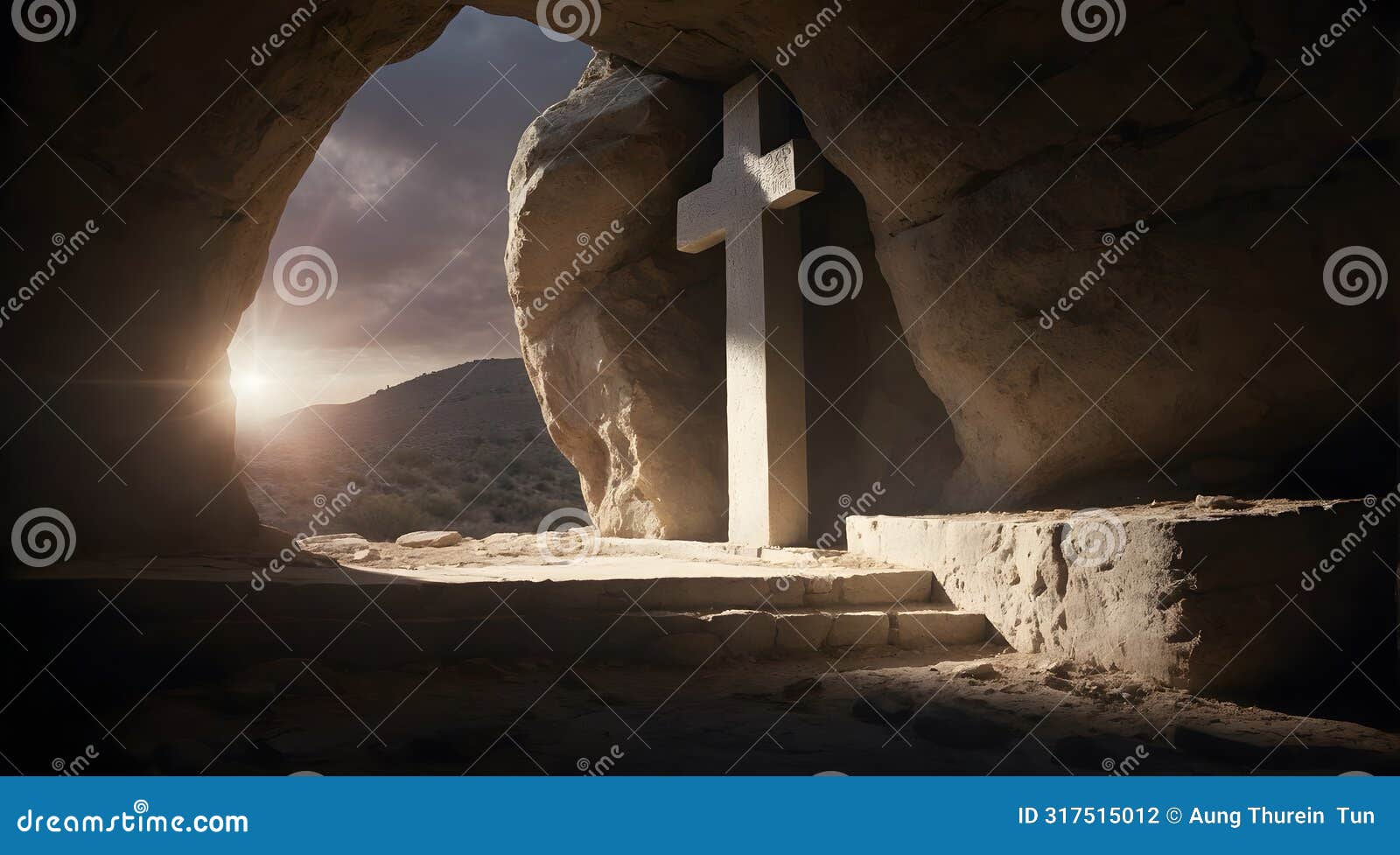 The Scene of an Empty Tomb Jesus Resurrected Stock Photo - Image of ...