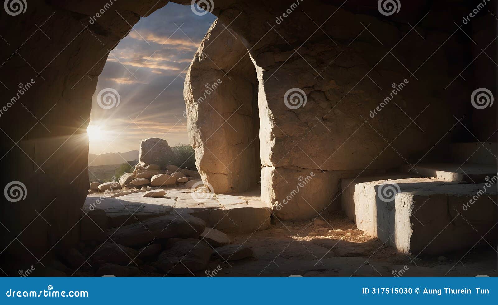 The Scene of an Empty Tomb Jesus Resurrected Stock Photo - Image of easter, cross: 317515030