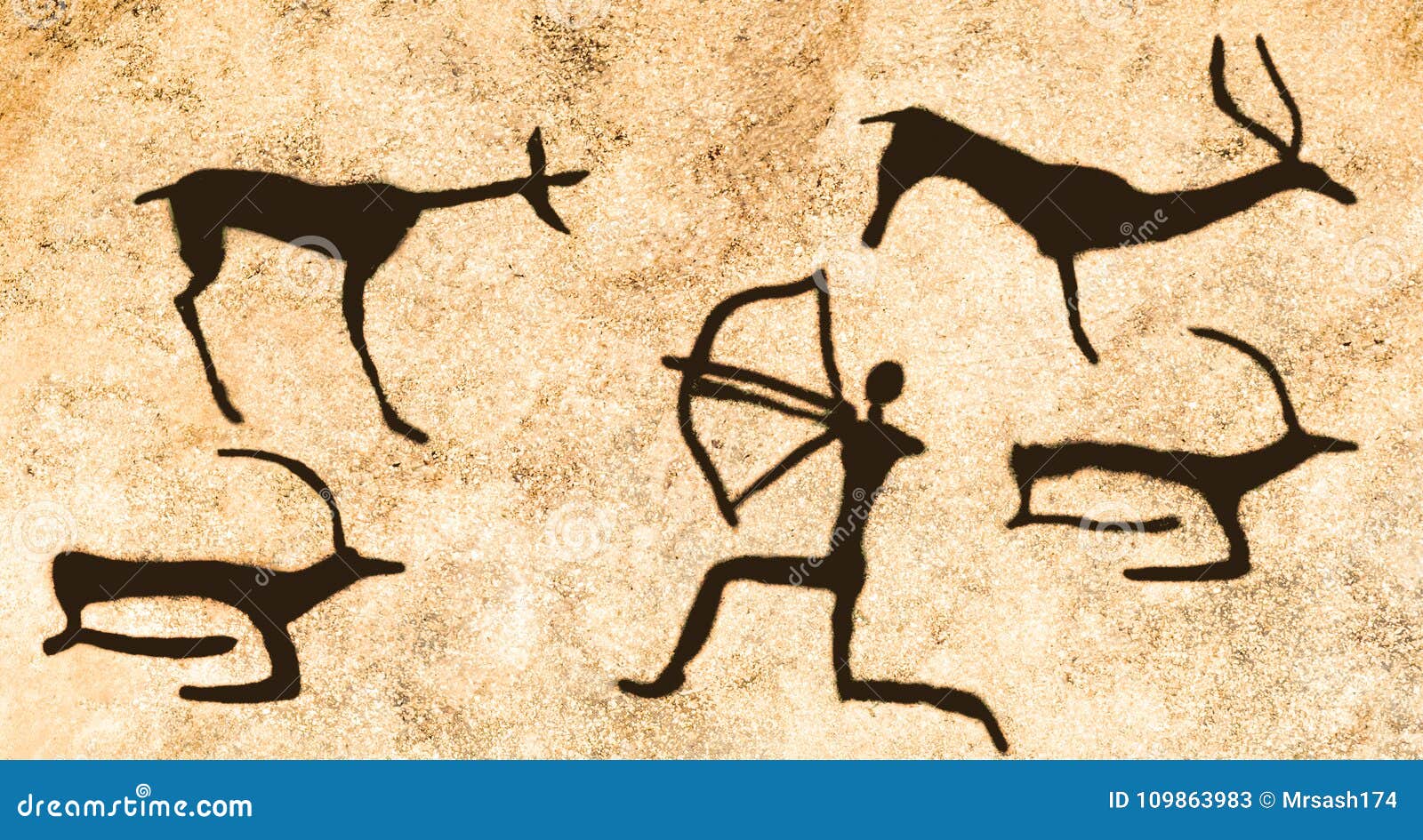 A Scene of Hunting for Ancient Animals on the Wall of the Cave. Stock  Illustration - Illustration of civilization, human: 109863983