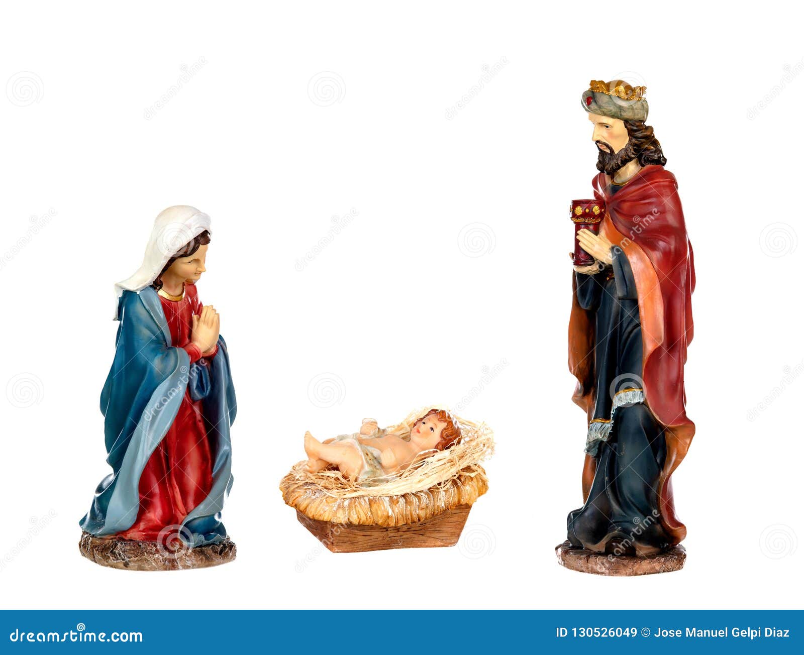 scene of the nativity: mary, baby jesus and a wise man, caspar