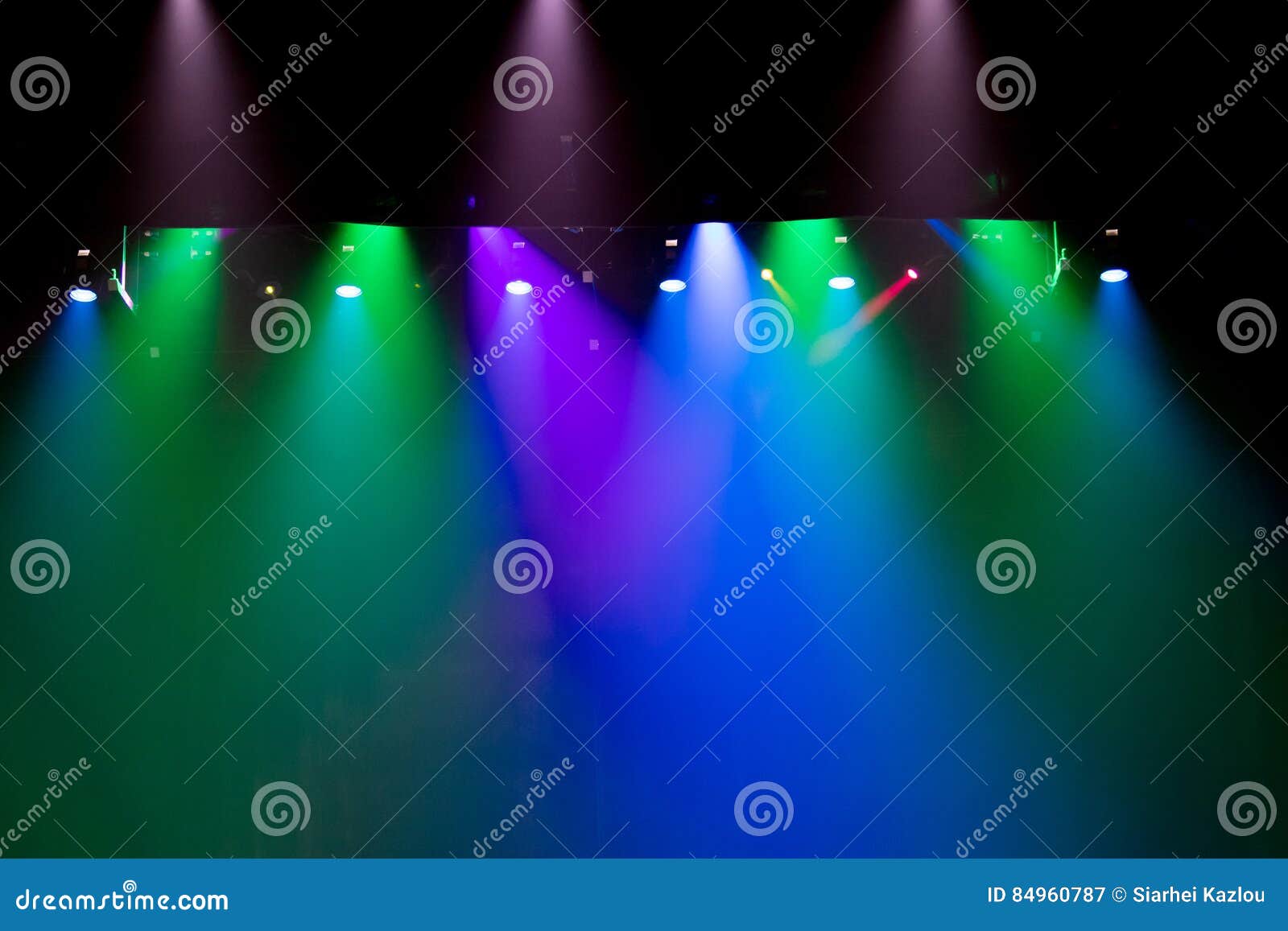 Scene, Stage Light with Colored Spotlights Stock Image Image of