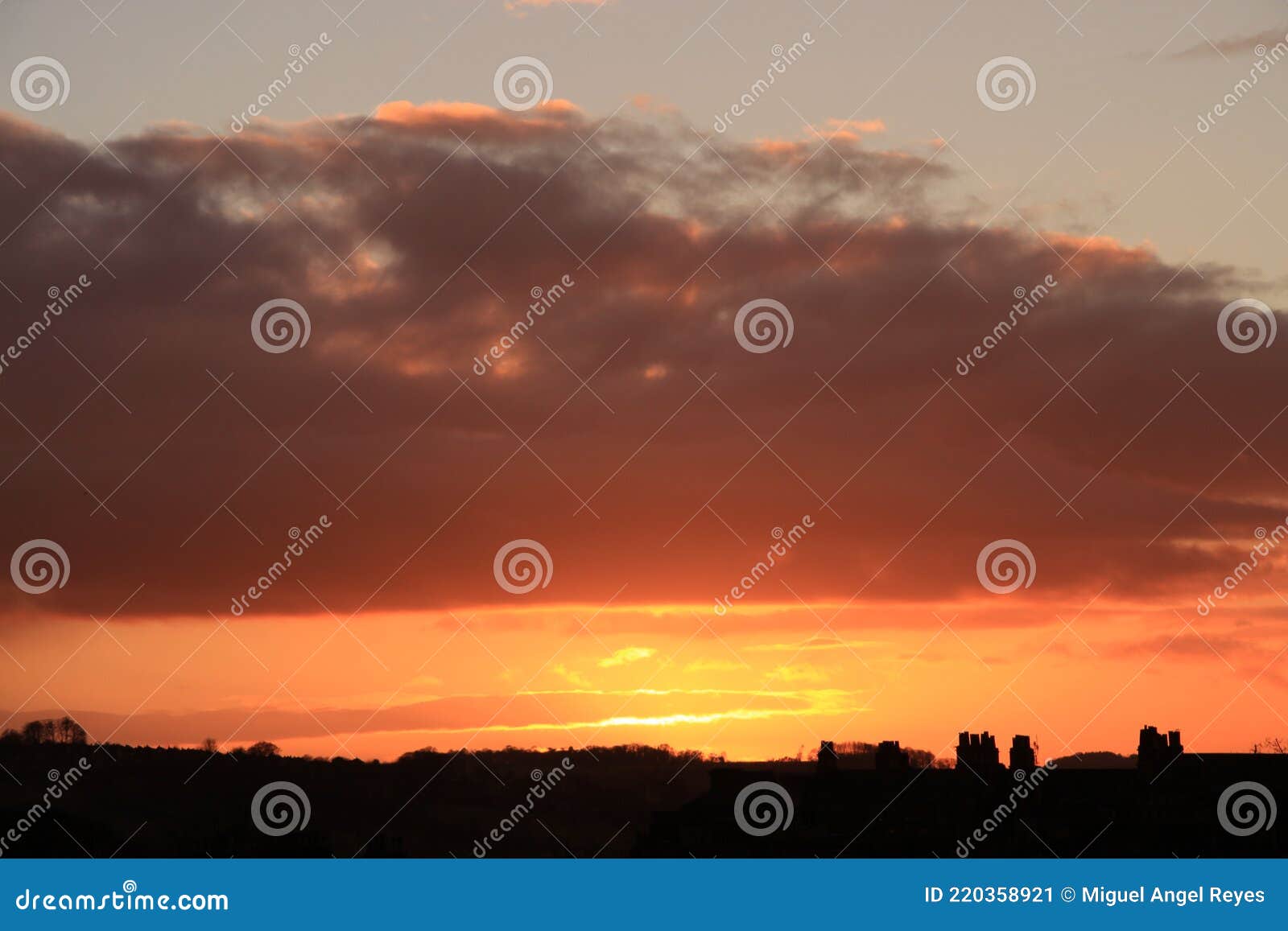 Sunset in the City in England Stock Image Image of town, orange 220358921