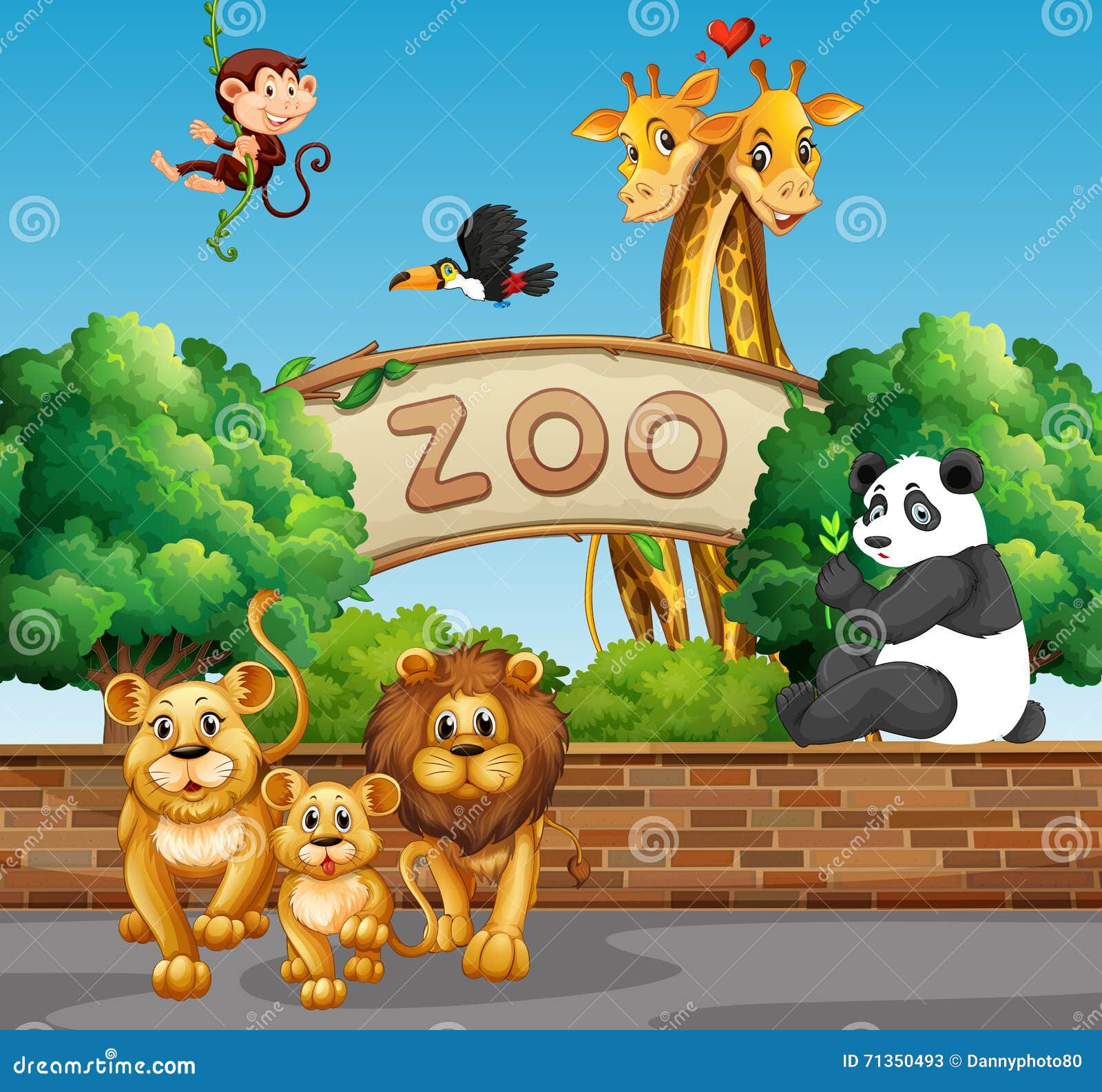 Scene With Wild Animals At The Zoo Stock Vector ...