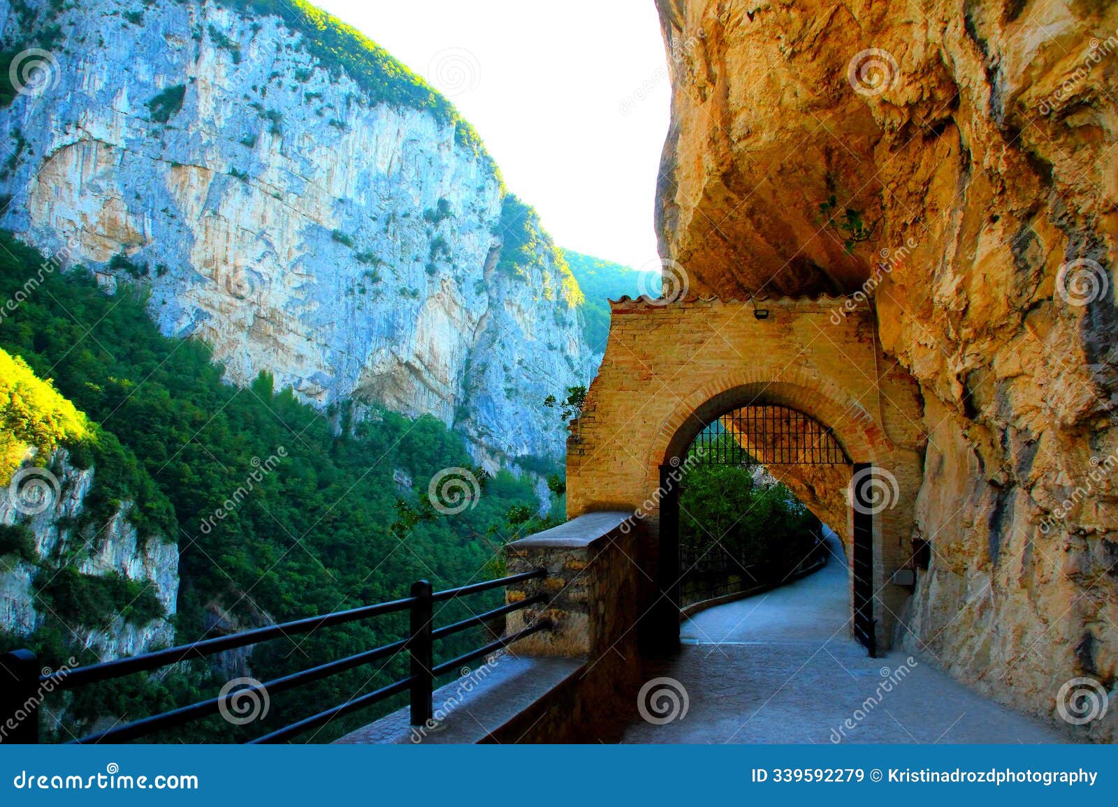 scenery with the road to tempio del valadier and gate