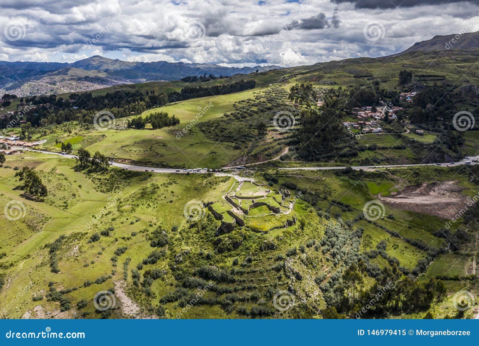 scenic aerial view of the puka pukara an archeaological site