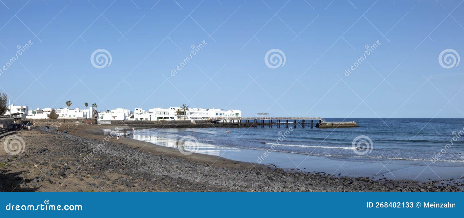 scenic beach in arrieta, island of lanzarote at canary isles