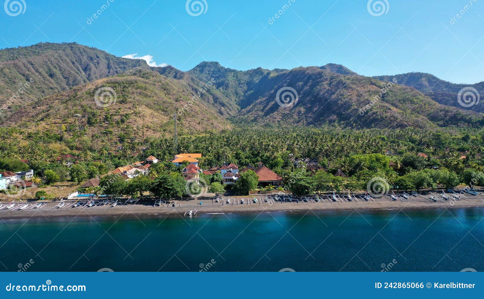 scenic beach landscape in amed, bali, indonesia