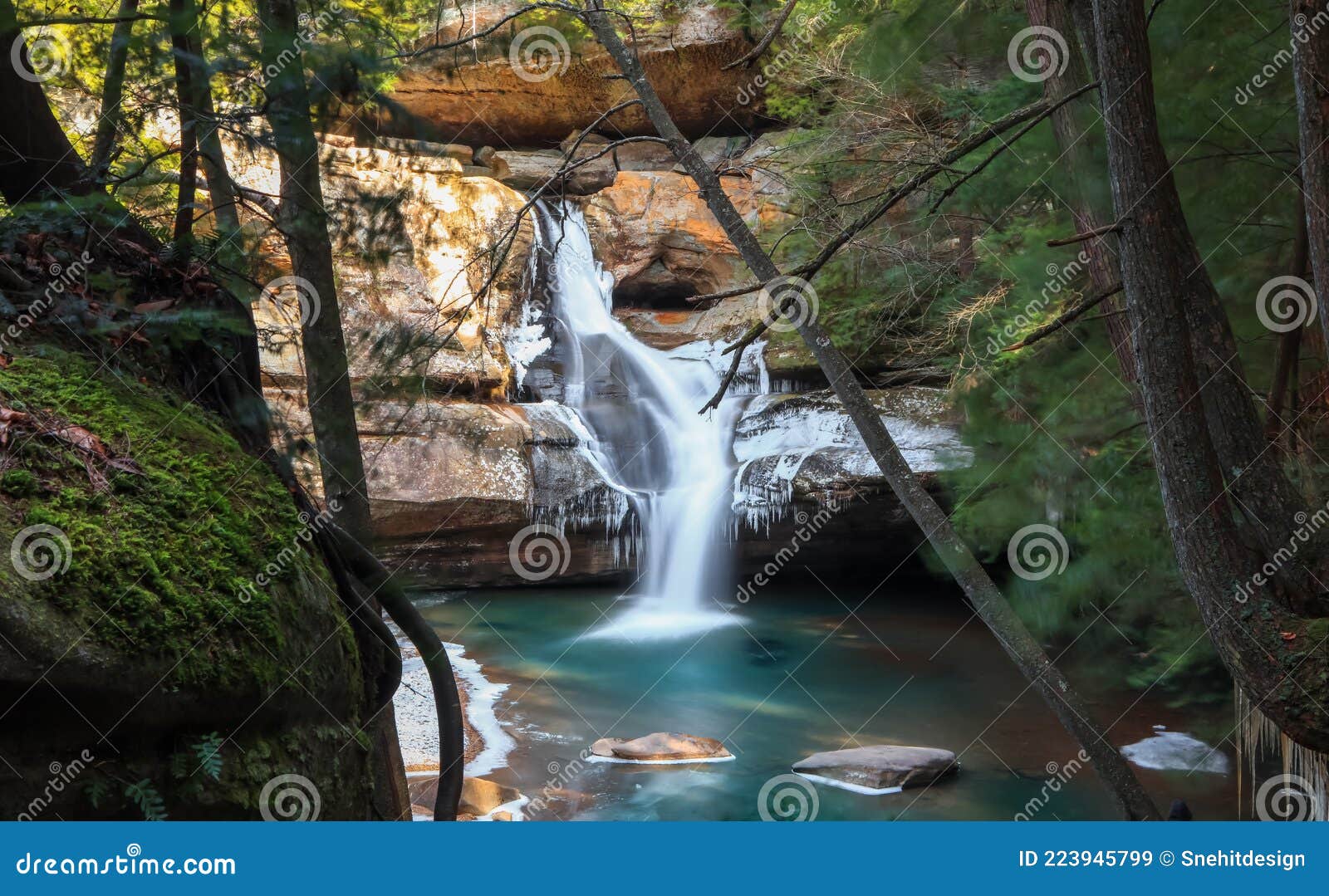Scenic Cedar Waterfall in Hocking Hills State Park Ohio Stock Image