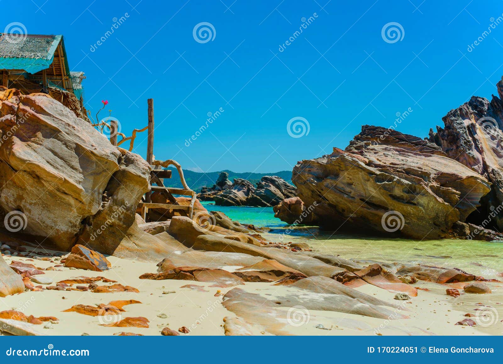 Scenic Cliffs On A Sandy Tropical Thai Beach Stock Image Image Of