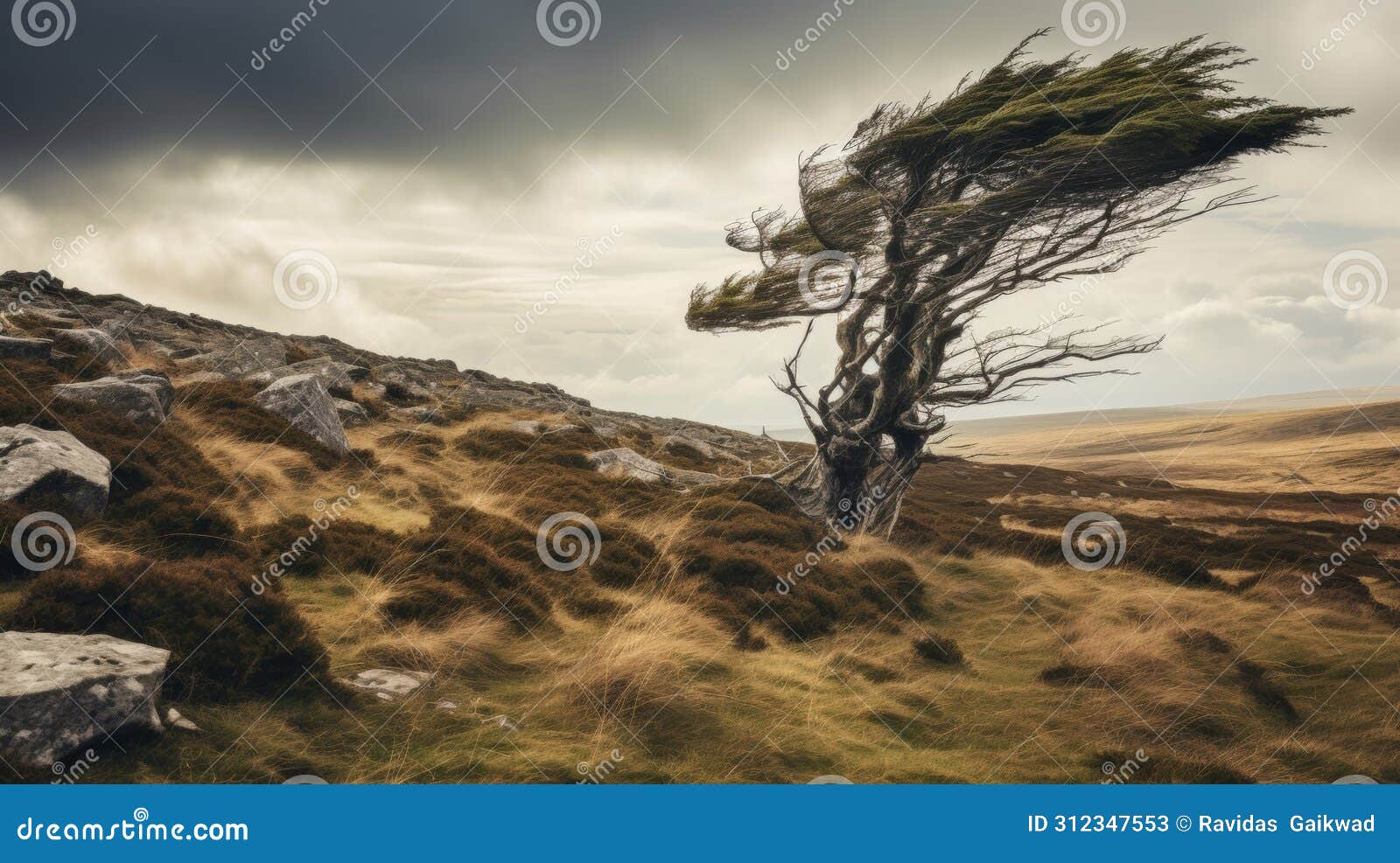 a scenic countryside where the wind whips over the scenic moor